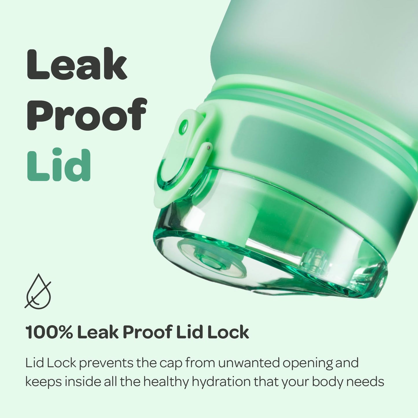 Hydracy Water Bottle with Time Marker - 500 ml 17 Oz BPA Free Water Bottle - Leak Proof & No Sweat Gym Bottle with Fruit Infuser Strainer - Ideal Gift for Fitness or Sports & Outdoors - Aqua Green