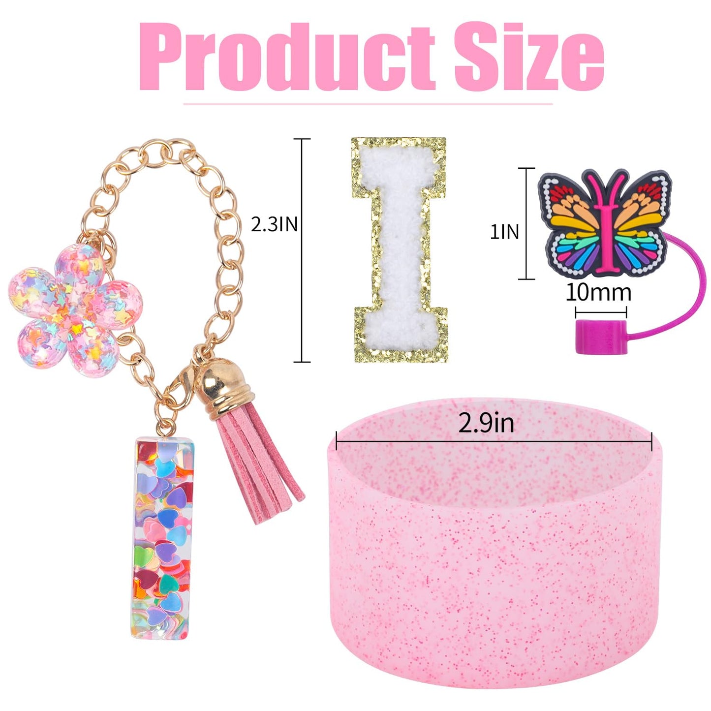 LA KEN DU Use for Stanley Cup Accessories Charms 40oz 30oz,Compatible with Stanley Cup Letter Charms for Handle Silicone Boot,Straw Cover Topper & Sticker(I)