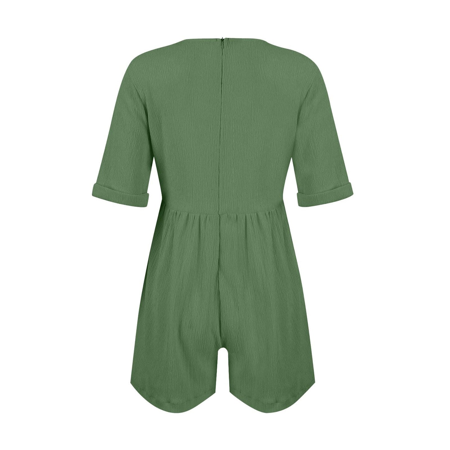 Womens Rompers for Summer V Neck Short Sleeve One Piece Jumpsuits for Women Dressy Casual Loose Fit Short Overalls with Pockets Lounge Baggy Wide Leg Tshirt Romper Summer Dresses 2024(Army Green,XL)