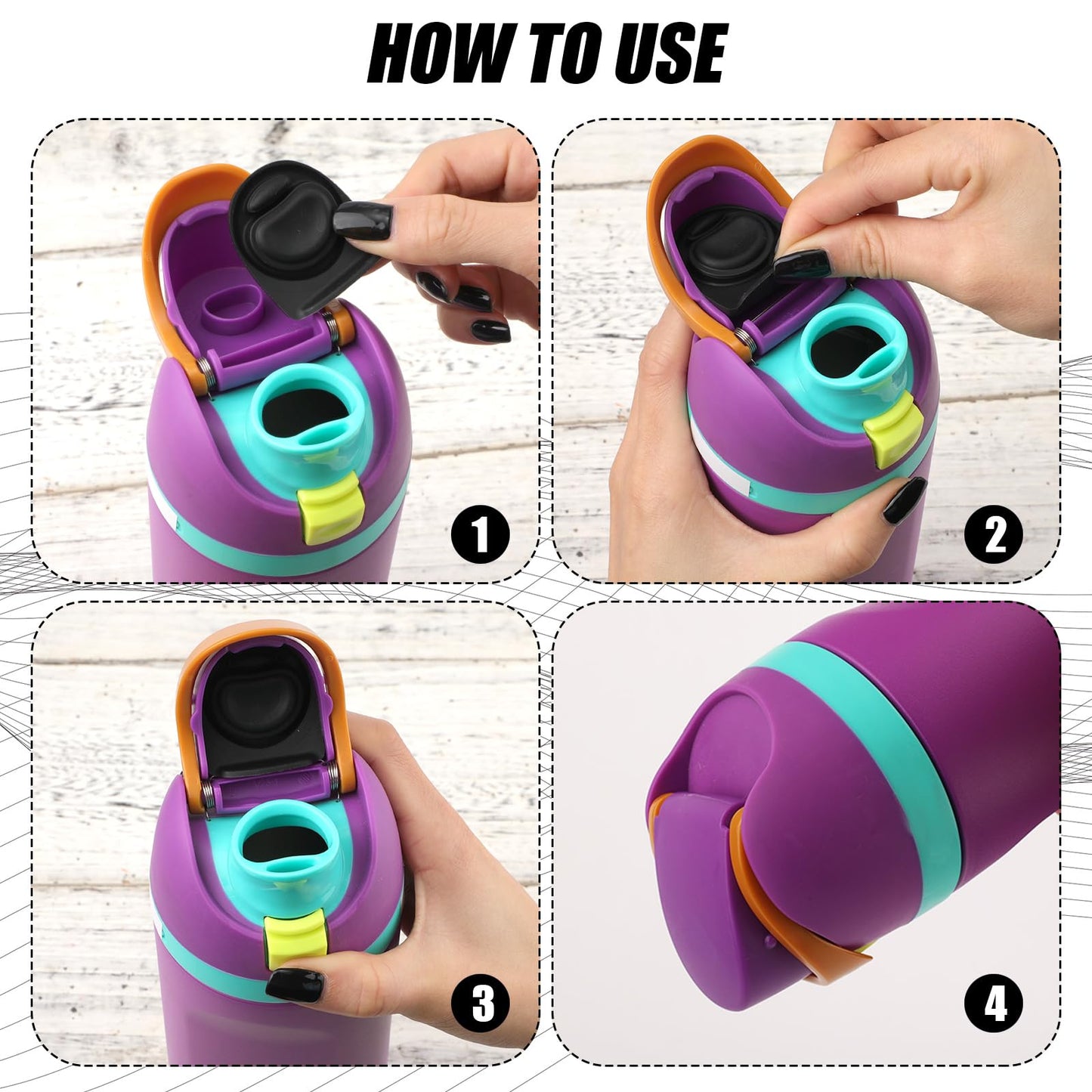 4pcs Replacement Stopper Compatible with Owala FreeSip 24oz 32oz, Water Bottle Top Lid Gasket for Owala 19/24/32/40oz Seal Bottle Cap Mouth Stopper Part Silicone Plug Accessories BPA-Free (4 Colors)