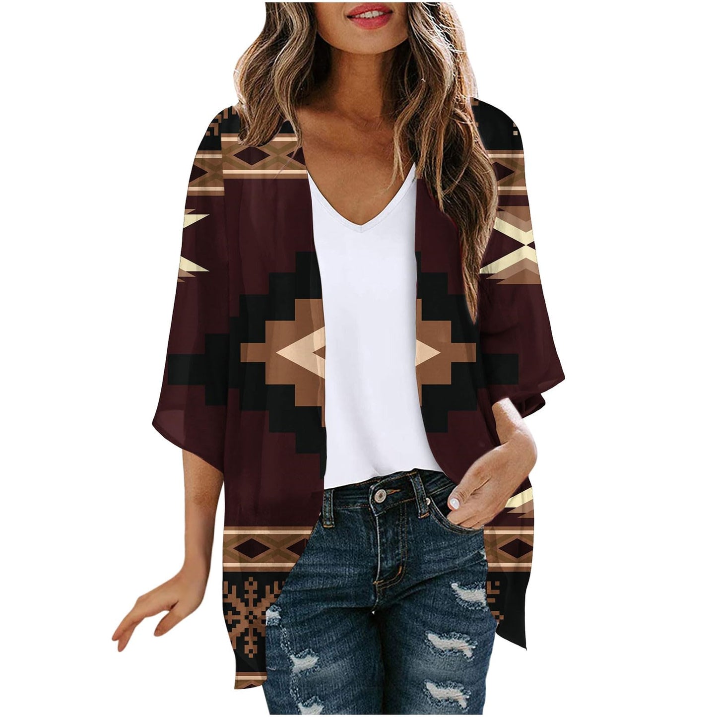 Plus Size Kimono,Women's Floral Print Puff Sleeve Kimono Cardigan Loose Cover up Casual Blouse Tops ofertas de 2024