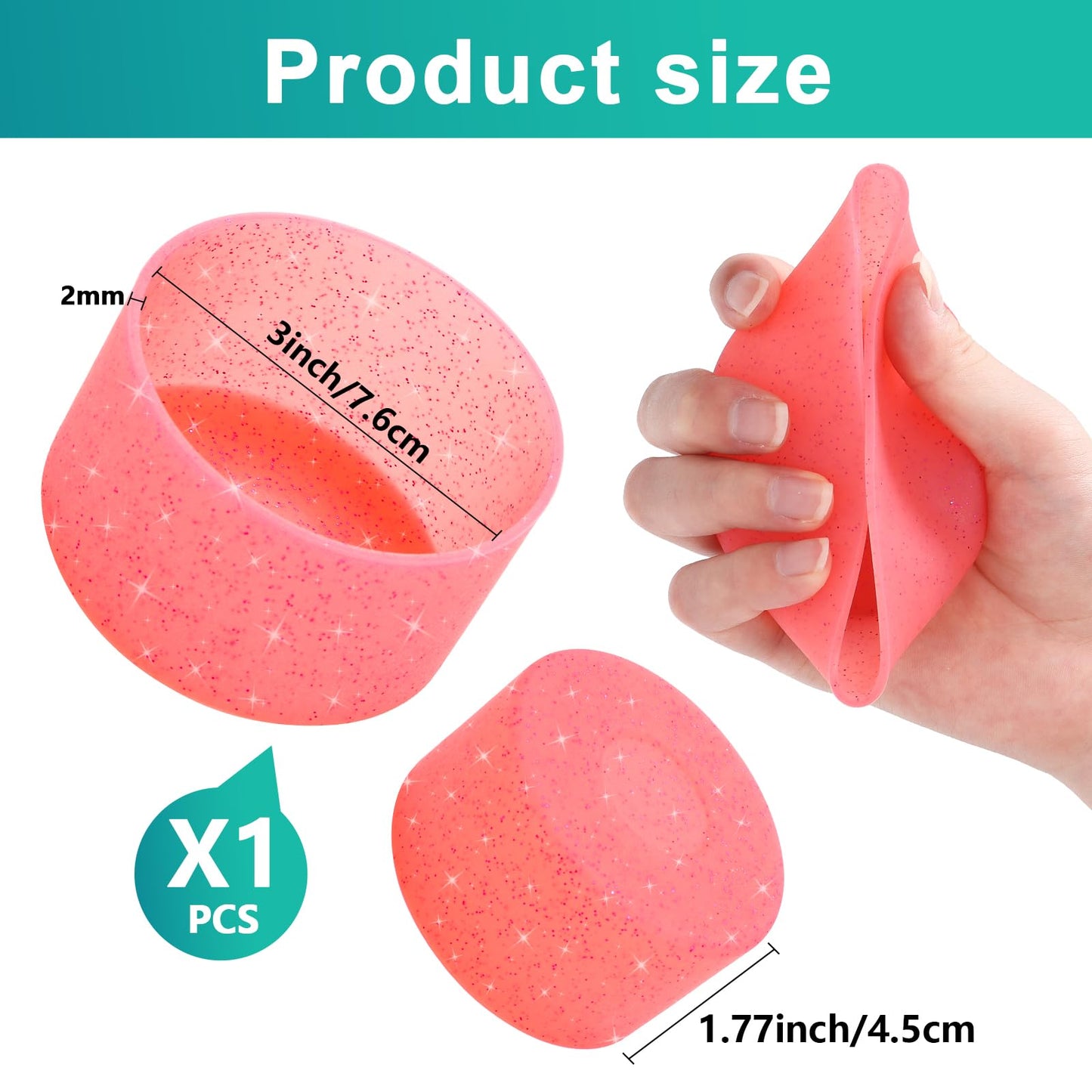 Silicone Cup Boot for 12oz - 40 oz Hydroflask &Stanley 40oz Protective Cup Bottom Sleeve Cover Compatible with Stanley Cup Accessories for All Water Bottles Bottom Diameter of 2.84-3in (Sparkle Red)