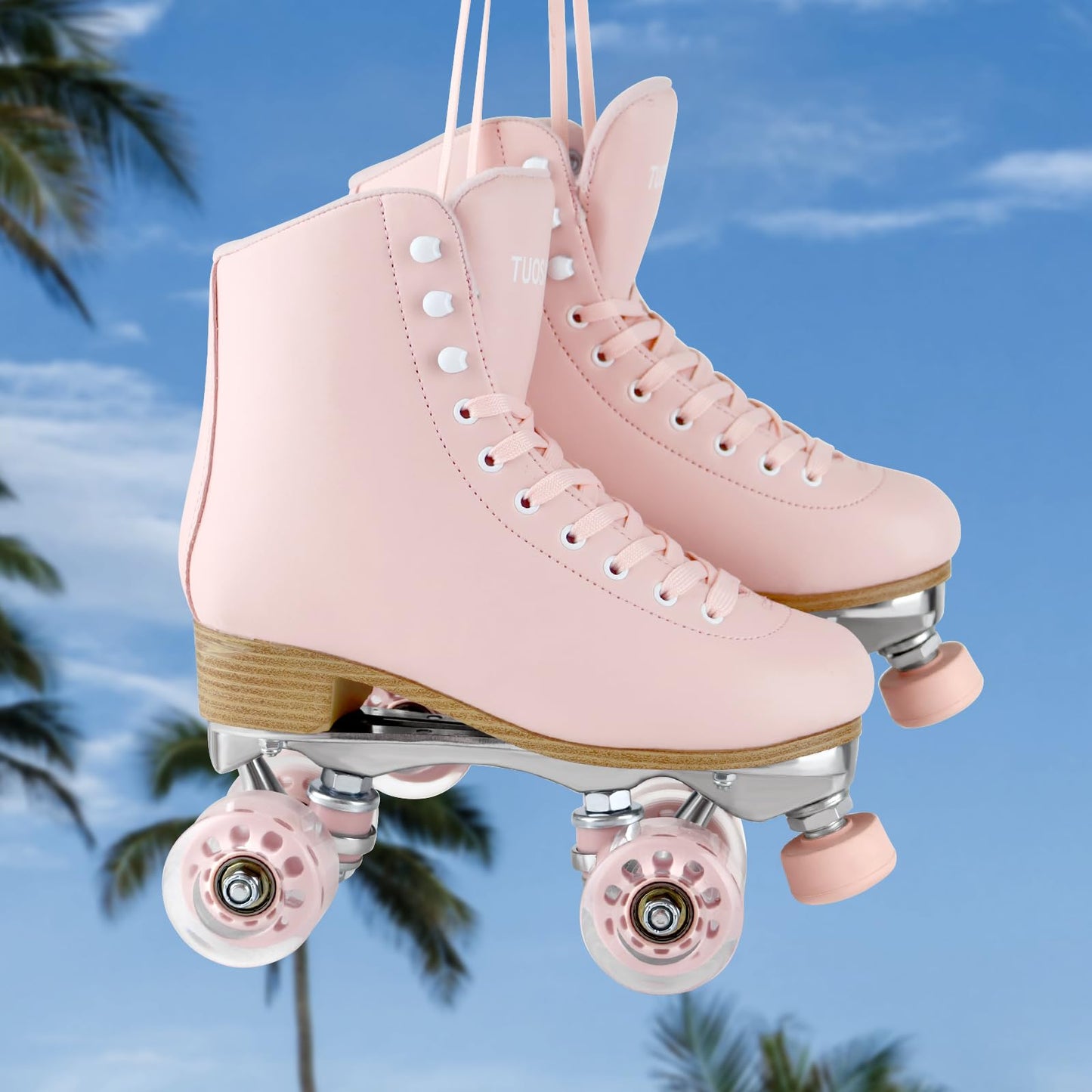 Tuosamtin Roller Skates for Women Girls with Height Adjustable Rubber Stoppers Cute Retro Quad Roller Skates for Outdoor and Indoor