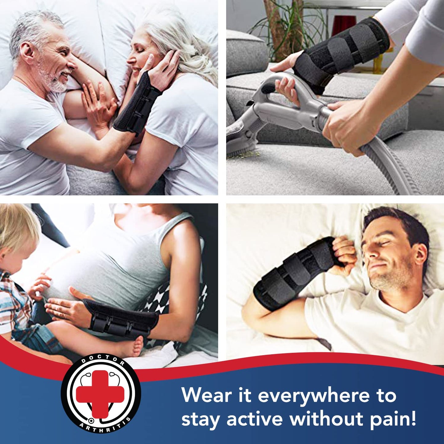 Doctor Developed Wrist supports/Wrist brace - Relief for carpal tunnel, wrist injuries, wrist support for arthritis, hand support, hand & wrist braces, wrist strap and Doctor Handbook