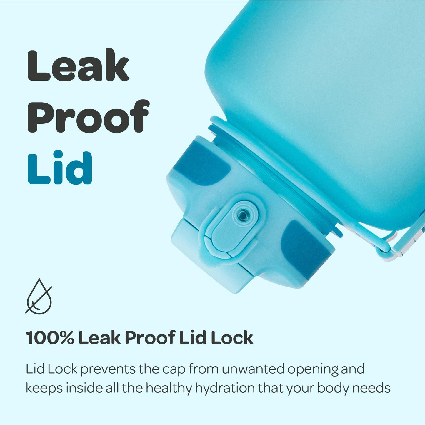 Hydracy 2L Large Water Bottle, Shatterproof, BPA Free Tritan Plastic, Leakproof, Zero Condensation, With Detachable Carry Strap, Spillproof Lid, Convenient Silicon Spout, Ideal for Gym, Yoga