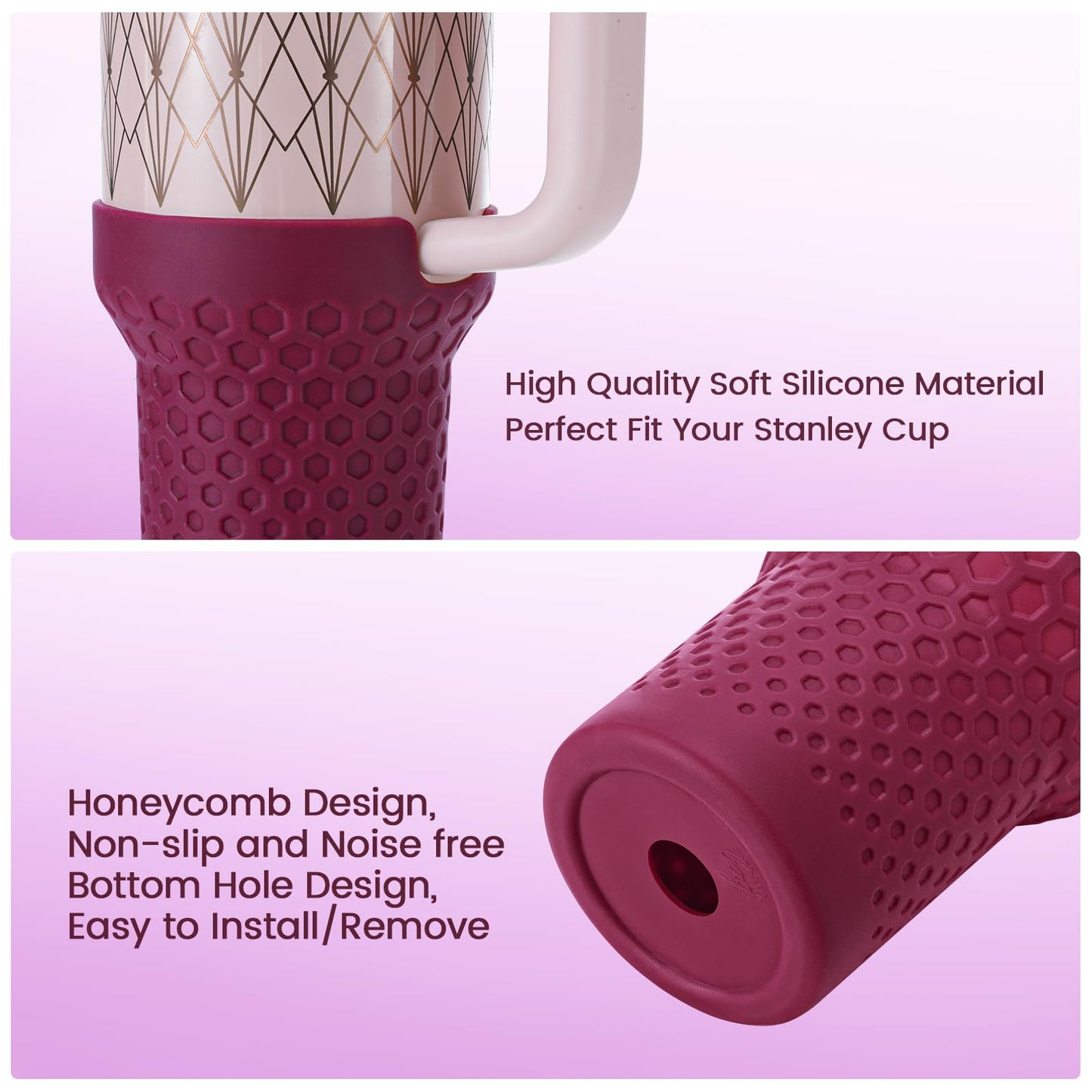 Thxbag Silicone Boot for Stanley Cup 30 oz, Purple Neon Boot Sleeve Cover Fit with Stanley H2.0 and Quencher Adventure Tumbler Accessories (Dark Purple, 30oz&20oz)