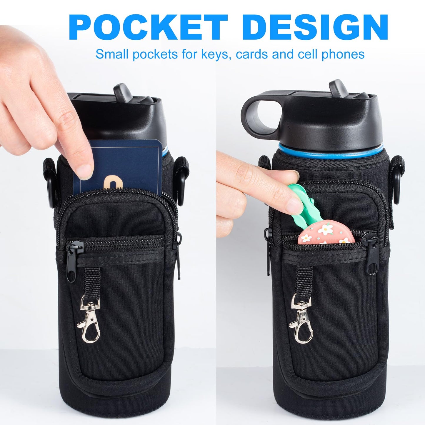 RRegeny Water Bottle Holder with Strap for Hydroflask 32oz 40oz Insulated Water Bottle, Carrier Sling Bag with Phone Pocket Water Bottle Sleeve for Men Women Hiking Camping Travelling