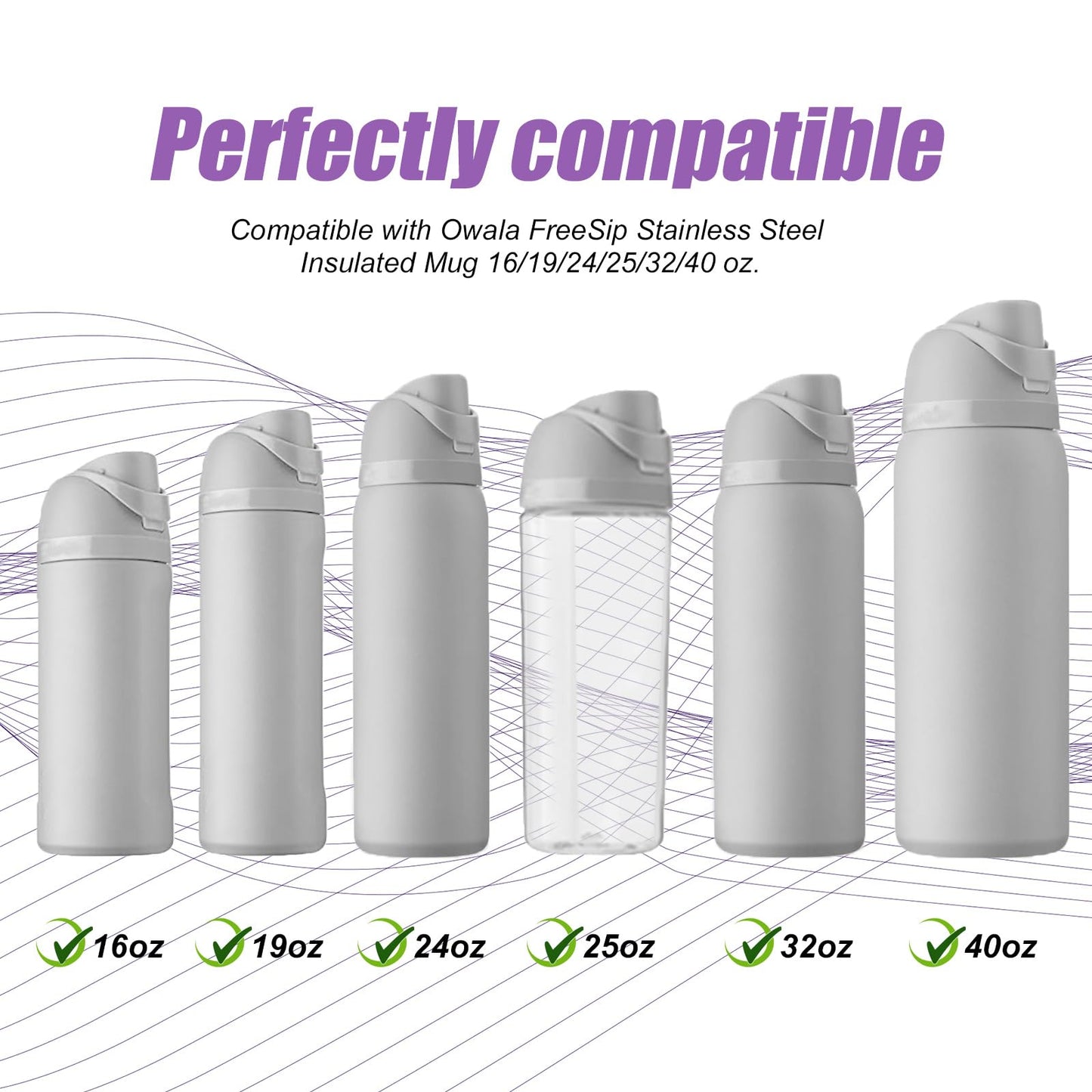 4pcs Replacement Stopper Compatible with Owala FreeSip 24oz 32oz, Water Bottle Top Lid Gasket for Owala 19/24/32/40oz Seal Bottle Cap Mouth Stopper Part Silicone Plug Accessories BPA-Free (Colorful)