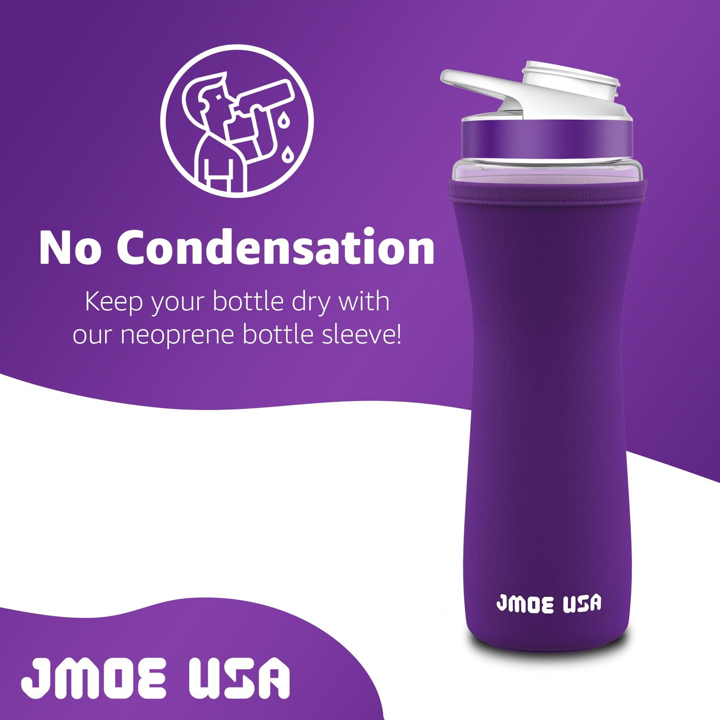 Jmoe USA 22oz Sleeve for Cirkul Water Bottle | Fits 22 oz Plastic and Stainless Steel Bottles | Neoprene Sweat Absorbing Material | Fitted Design | 2-Pack | Insulated Cover (Purple)