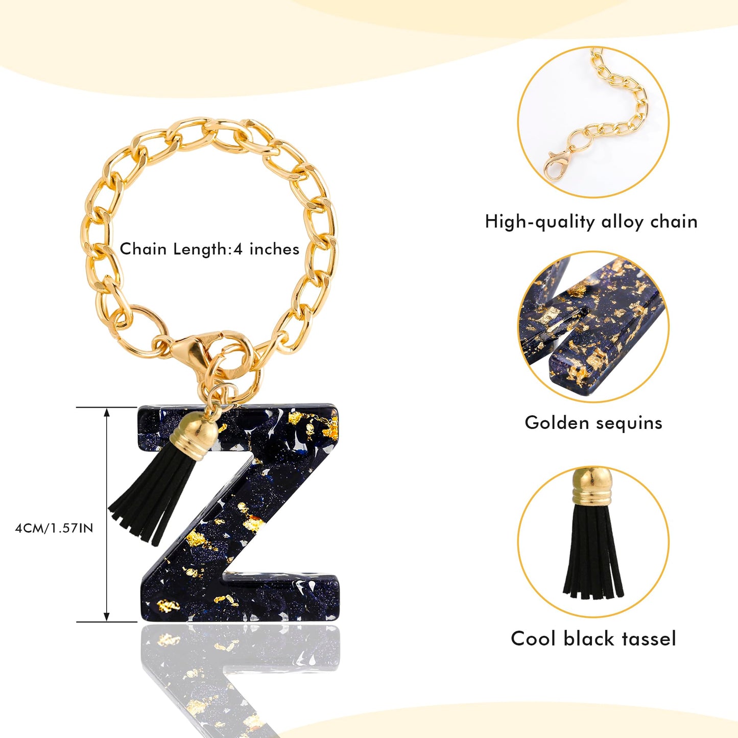 Letter Charm Accessories for Stanley Cup 1 PCS Cute Initial Keychain Handle Charm for Stanley Tumbler for Women Black Letter Z