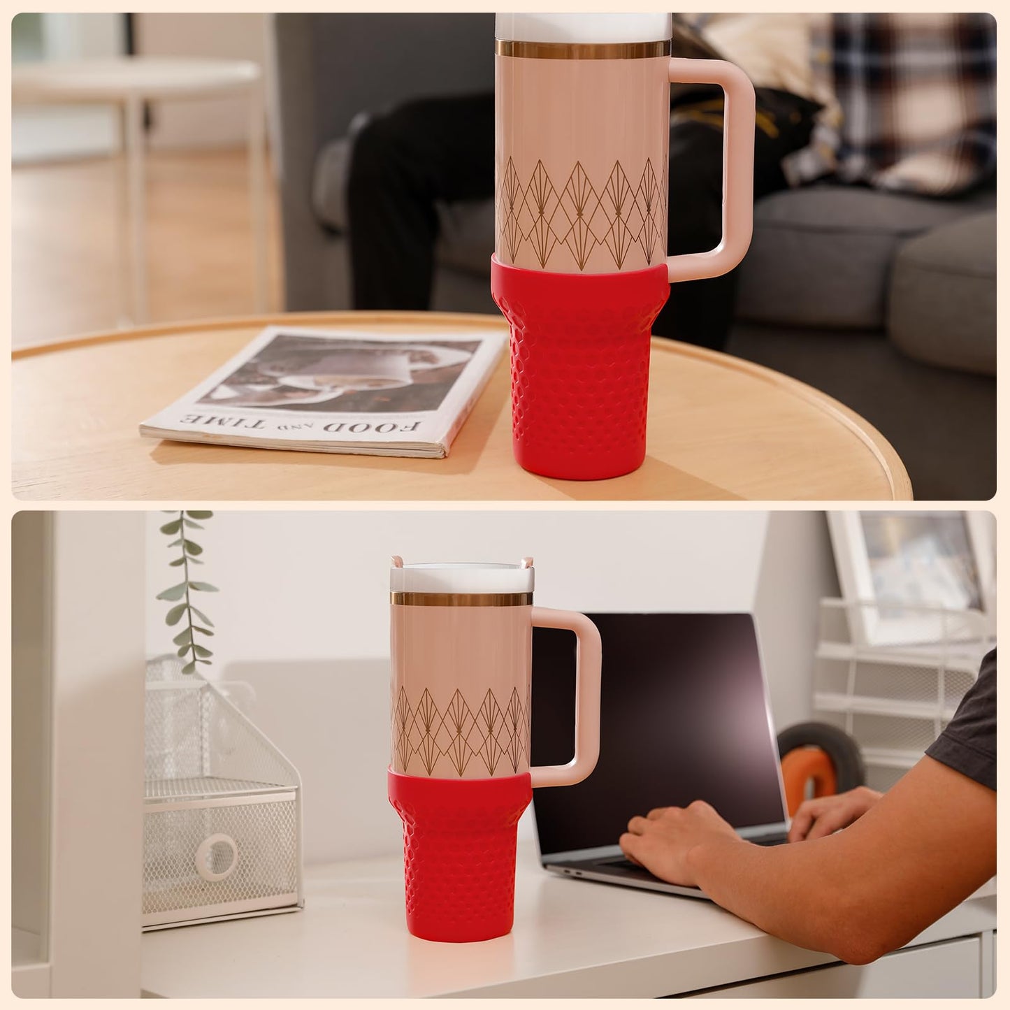Thxbag Silicone Boot for Stanley Cup 30oz / 20oz, Red Tall Rubber Cup Bottom Protector for Stanley Quencher H2.0 FlowState Tumbler 30oz & Adventure Quencher Tumbler (30 oz & 20 oz, Magenta)