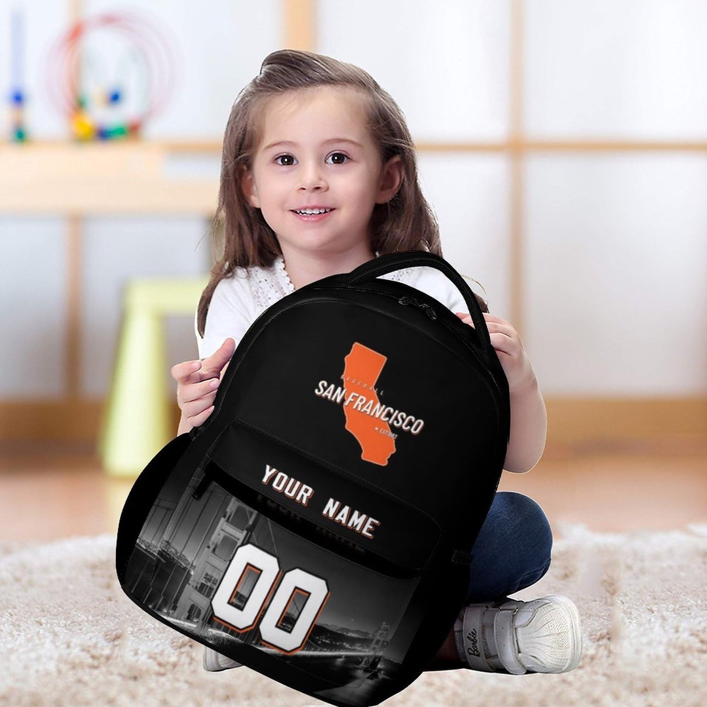ZSX74B Custom Baseball City Night Skyline Backpack Personalized Travel Bag High Capacity Fan Name & Number Gift for Men Women