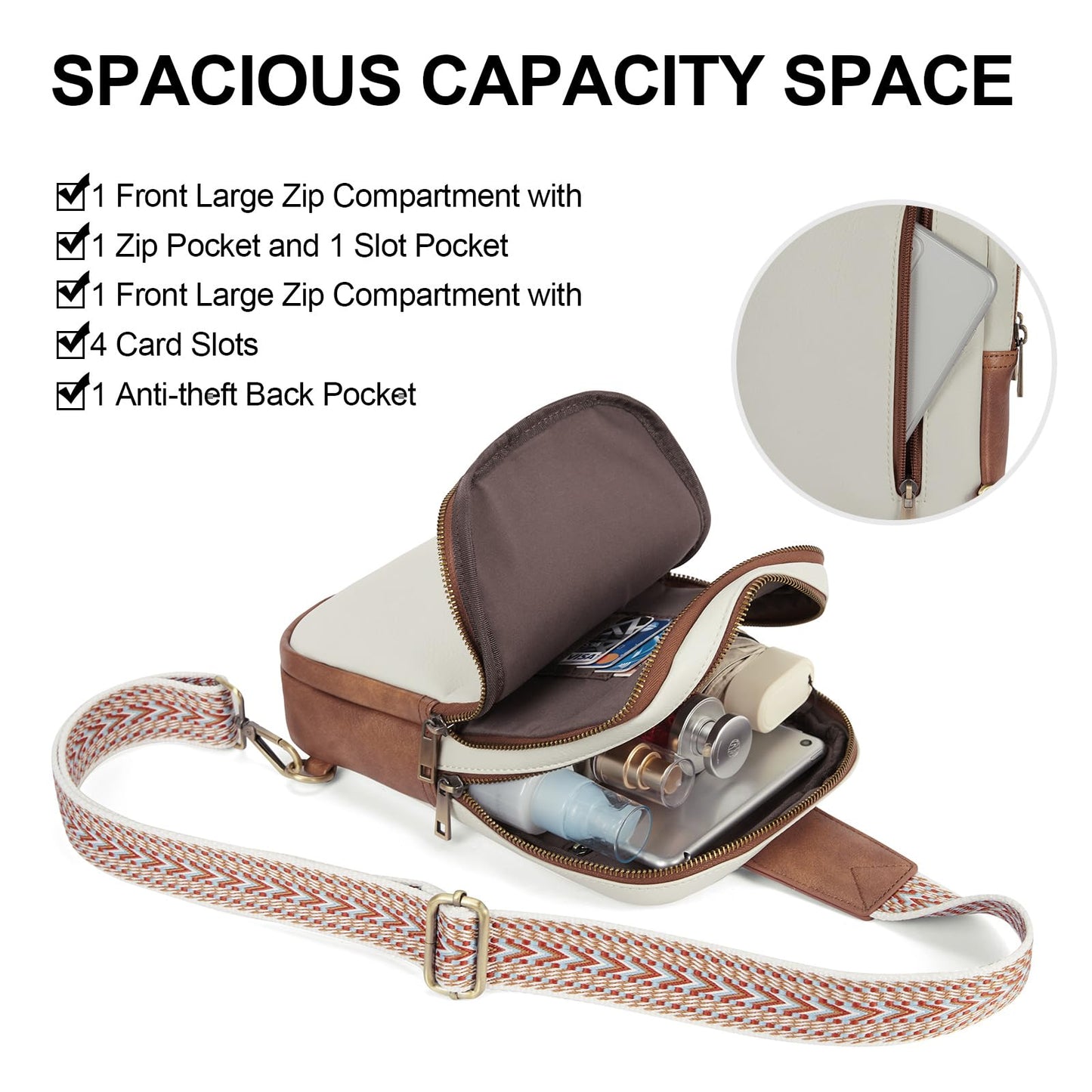 CLUCI Crossbody Bags for Women Leather Large Cross Body Bag Sling Backpack Crossbody Backpack Trendy for Travel Hiking