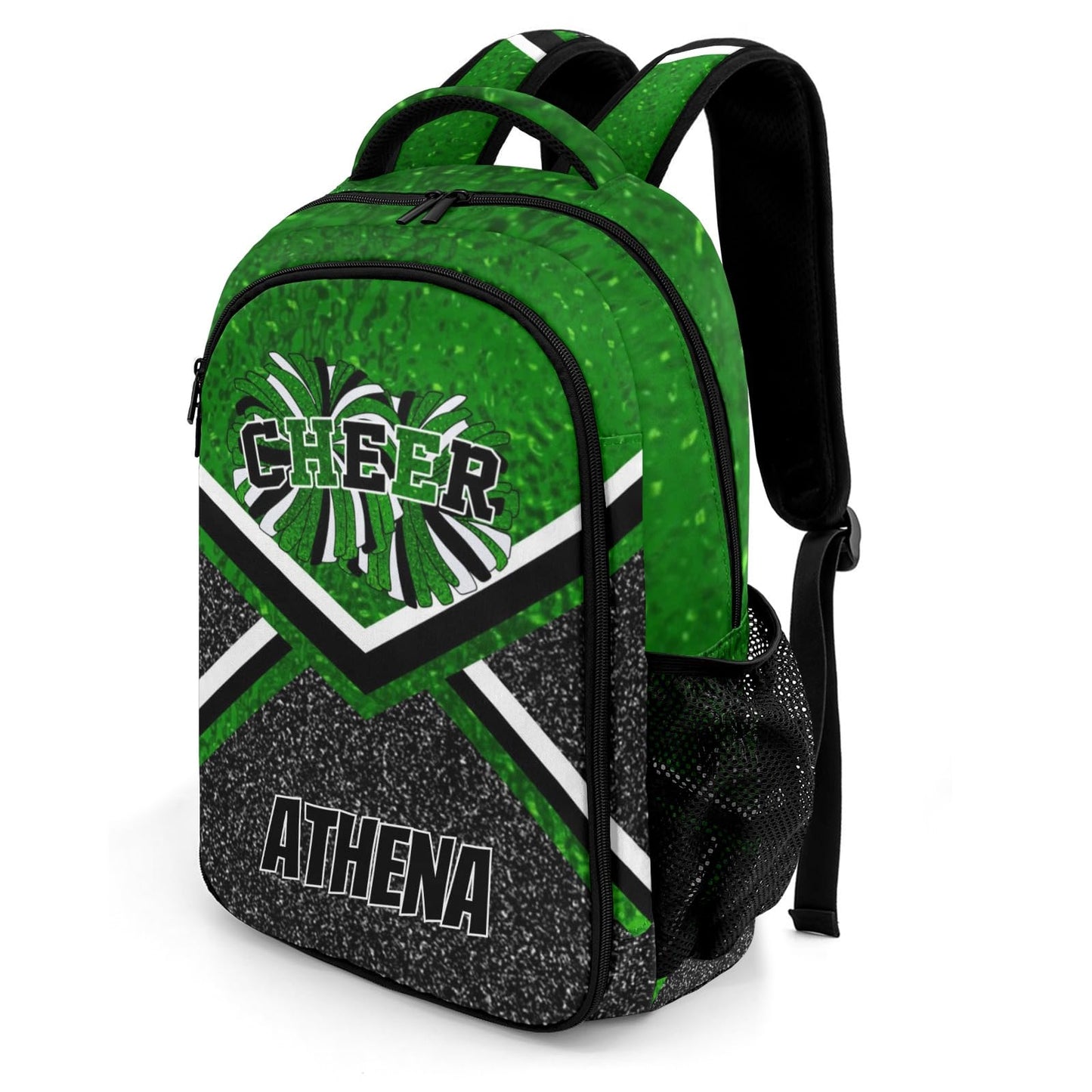 XIUCOO Cheer Cheerleading Green Waterproof Backpack Shoulder Bag Shcoolbag Book Bag for Boys Girls