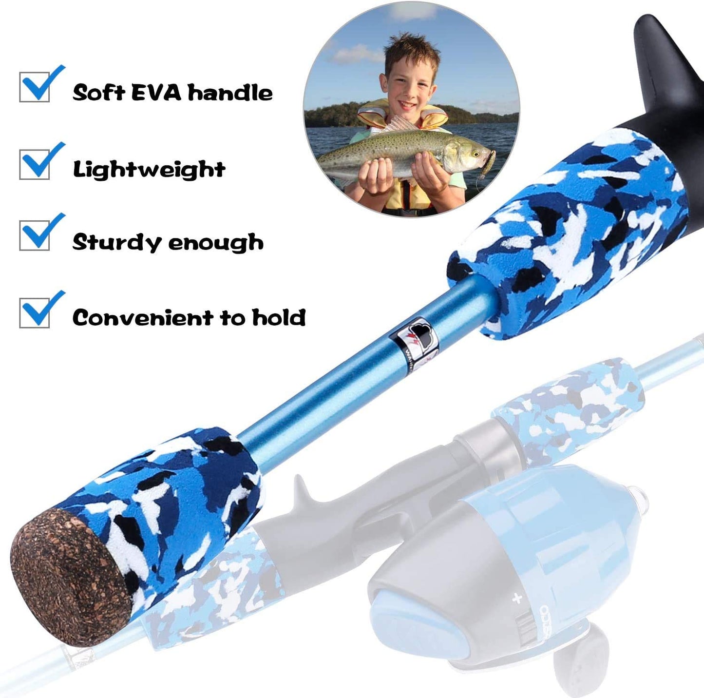 ODDSPRO Kids Fishing Pole - Kids Fishing Starter Kit - with Tackle Box, Reel, Practice Plug, Beginner's Guide and Travel Bag for Boys, Girls (2 pack (Blue+Green), 1.5M 4.92Ft)