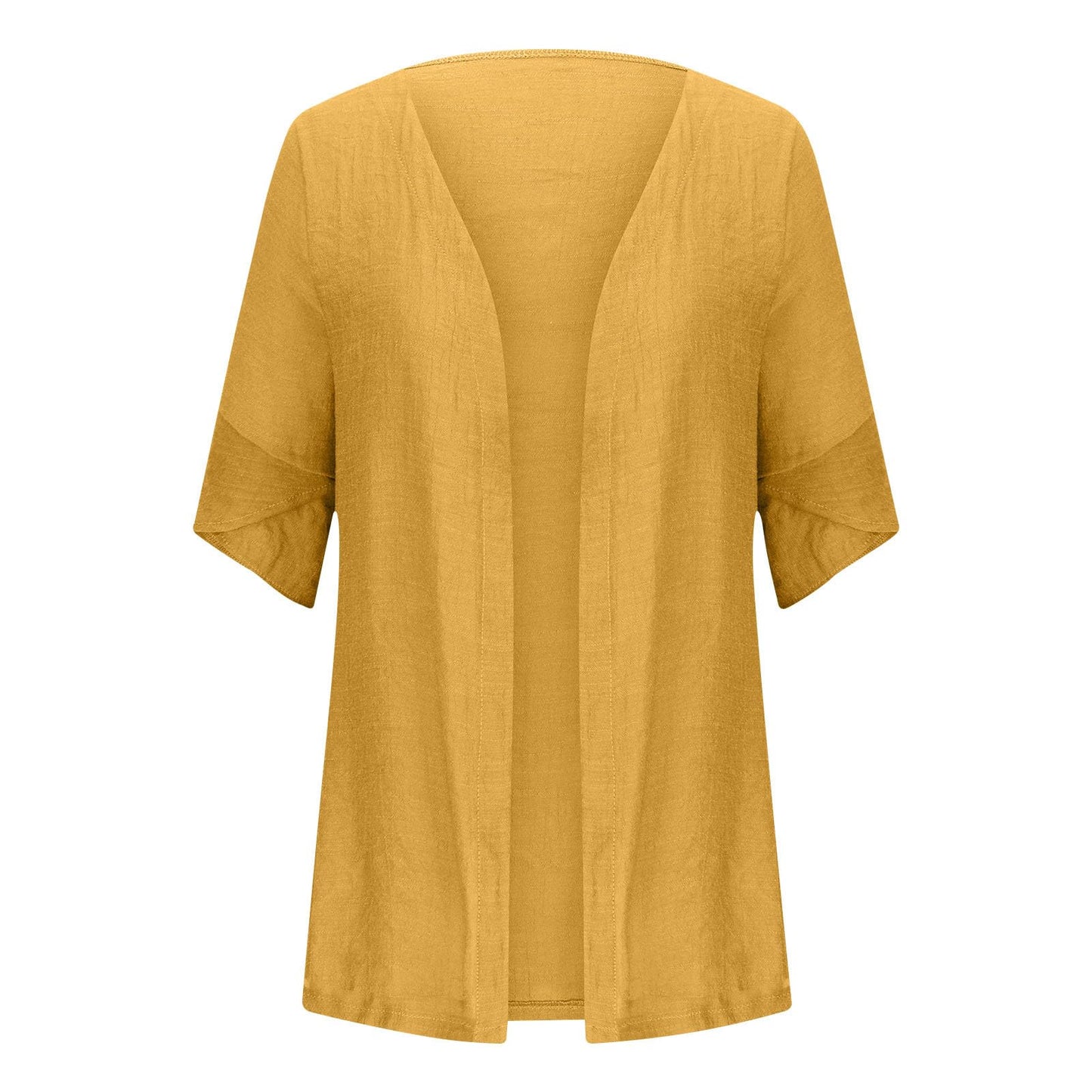 Aboser Womens Cardigan Lightweight Cardigans for Women Summer Linen Cardigan Casual Open Front Beach Cover Ups Half Sleeve Kimono Cardigan Deals Sales Today Yellow