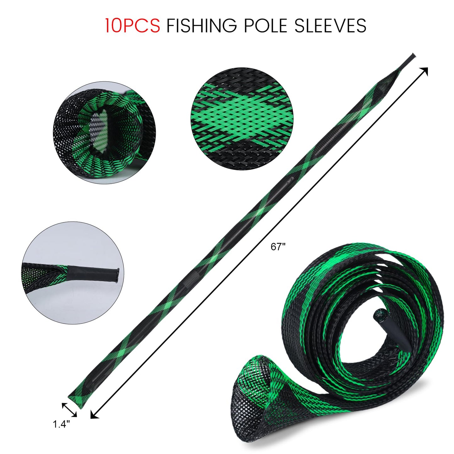 Koogel 4PCS Fishing Pole Sleeves, Fishing Rod Socks Rod Cover for Spinning Fishing Rod Fly Fishing Rod Casting Fishing Rod