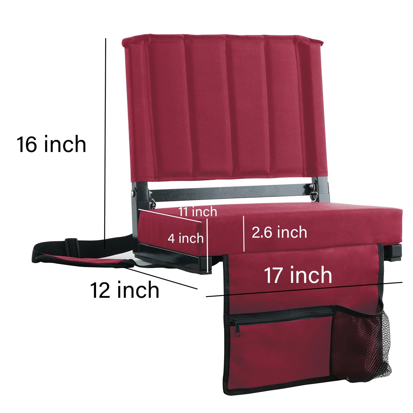 SPORT BEATS Stadium Seat for Bleachers with Back Support and Cushion Includes Shoulder Strap and Cup Holder