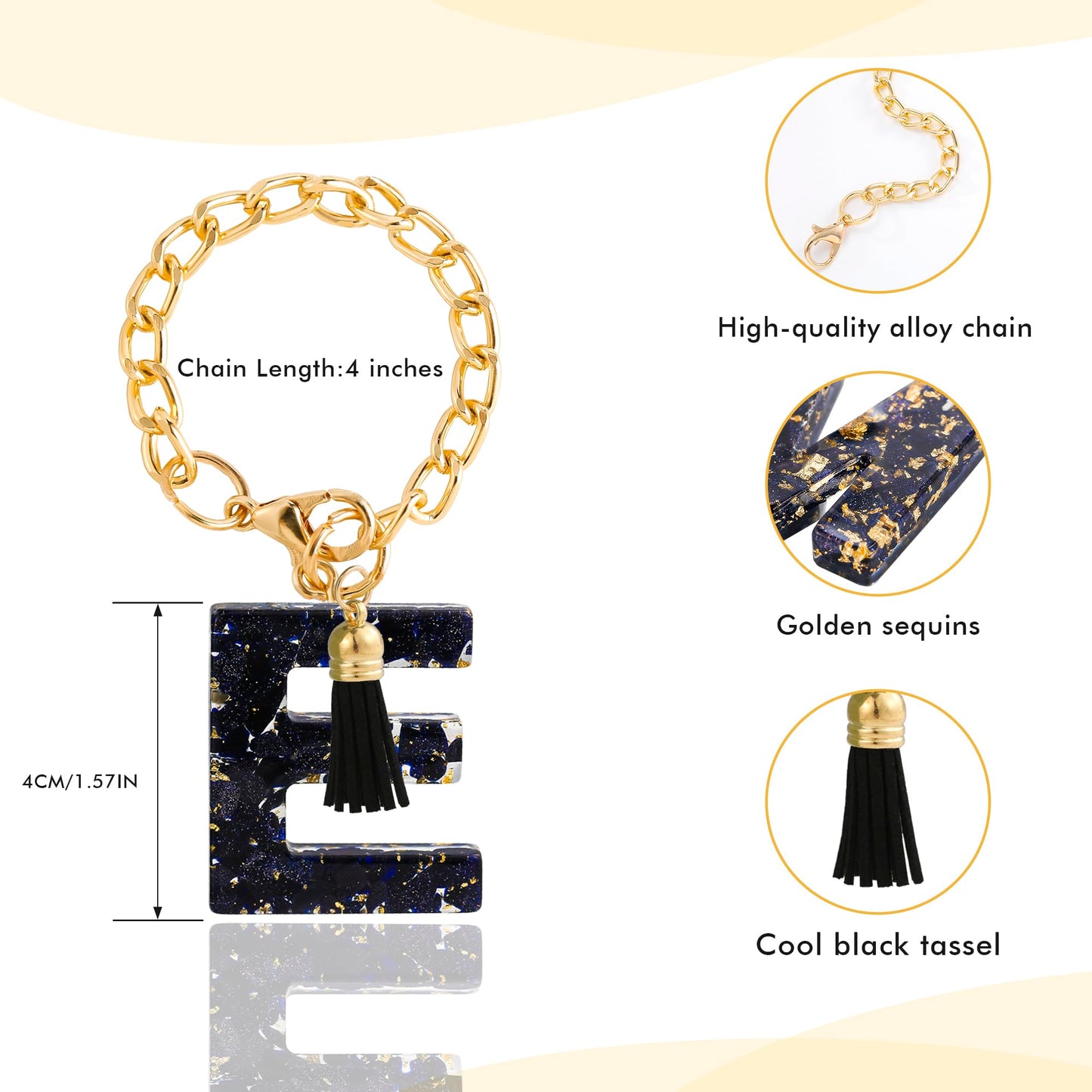 Letter Charm Accessories for Stanley Cup 1 PCS Cute Initial Keychain Handle Charm for Stanley Tumbler for Women Black Letter E