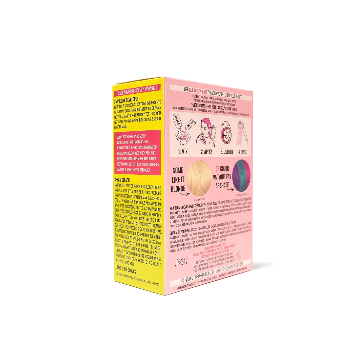 ARCTIC FOX Bleach Please Hair Lightening Kit Cream Bleach, 35 Volume Developer And Latex Free Gloves Infused With Acai, Cocoa, Sunflower Oil & Papaya! Vegan And Cruelty Free