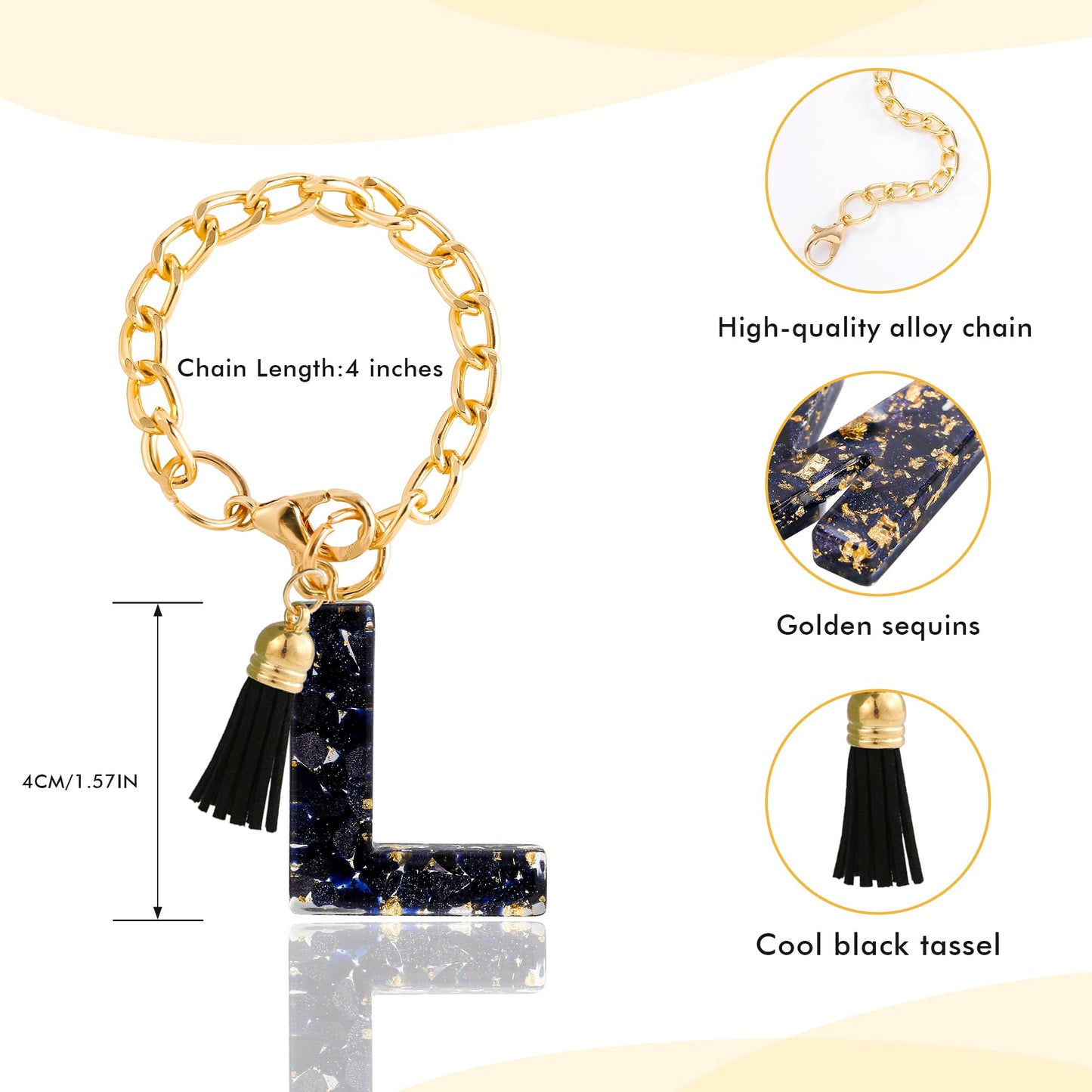 Letter Charm Accessories for Stanley Cup 1 PCS Cute Initial Keychain Handle Charm for Stanley Tumbler for Women Black Letter L
