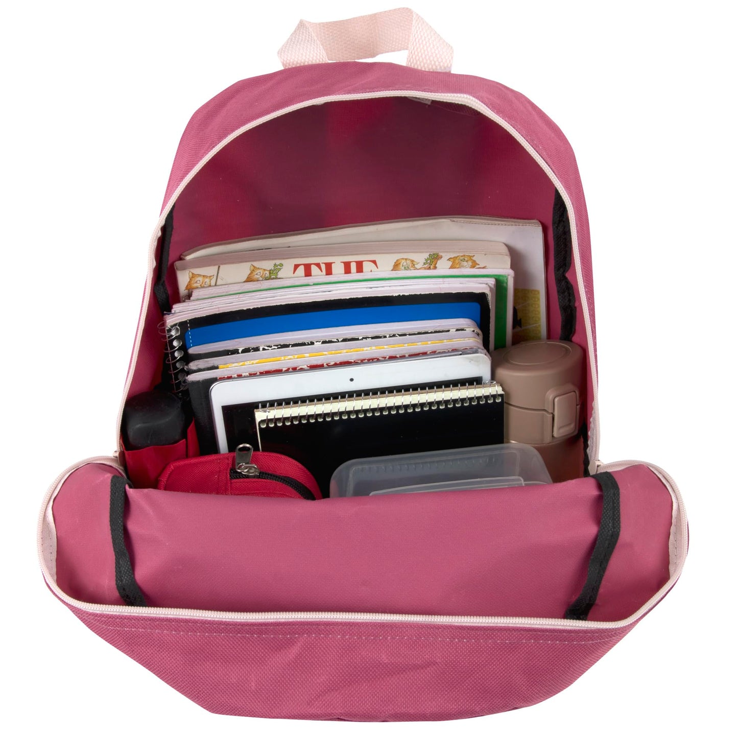 Trail maker Multi Pocket Multicolor Backpack with Adjustable Padded Straps (Raspberry)