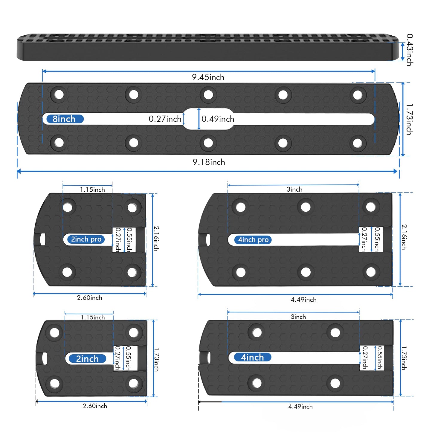 4" 2 Pack Kayak Track Textured Grip Surface Multi-Size Kayak Low Profile Track Kayak Gear Track Mount Accessories Easy installation Kayak Rail Track for Holding Fishing Rod Cup Holder Paddle Gopro