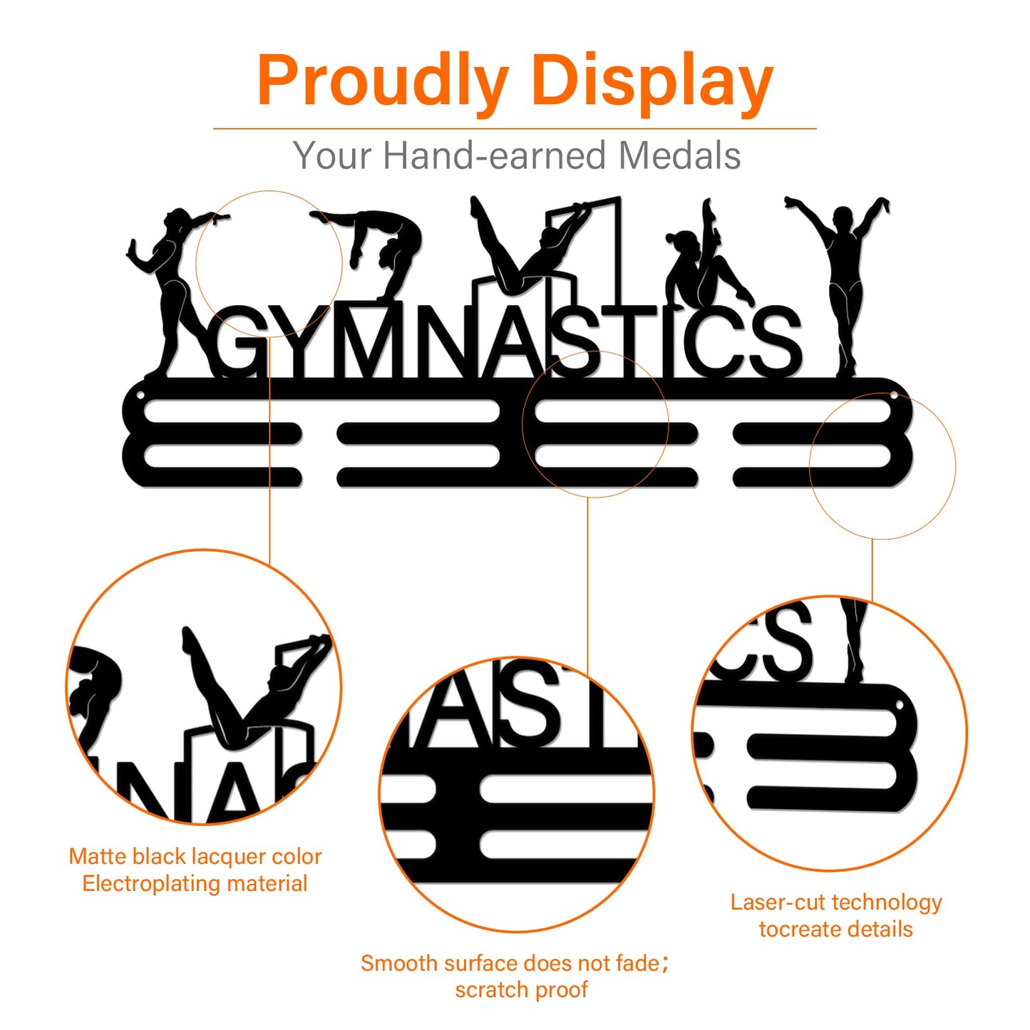 SUPERDANT Gymnastics Medal Hanger Display Gymnastics Medal Holder Sports Medal Hanger Display Metal Holder Race Award Ribbon Display for Girls Competition Medal Hanging Athlete Gift