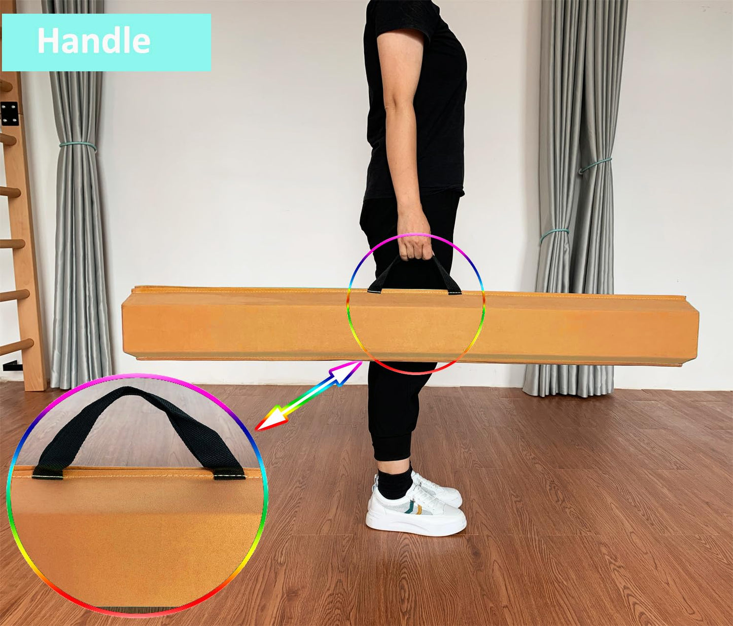 Marfula 6 FT / 8 FT / 9 FT Folding Gymnastics Beam Foam Balance Floor Beam - Extra Firm - Suede Cover - Anti Slip Bottom with Carry Bag For Kids/Adults Home Use
