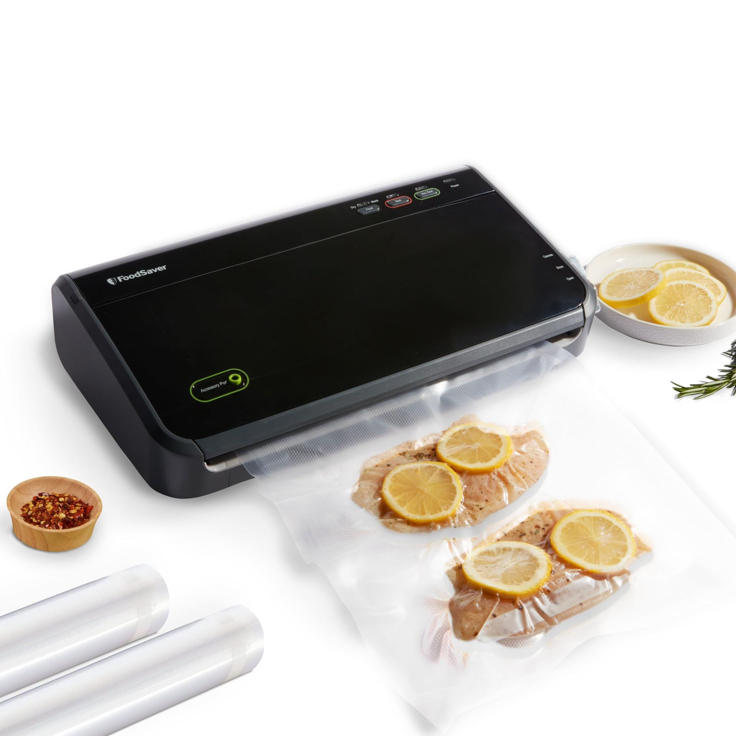 FoodSaver Vacuum Sealer Machine with Automatic Bag Detection, Sealer Bags and Roll, and Handheld Vacuum Sealer for Airtight Food Storage and Sous Vide, Black & Bottle Stoppers, 3 Pack