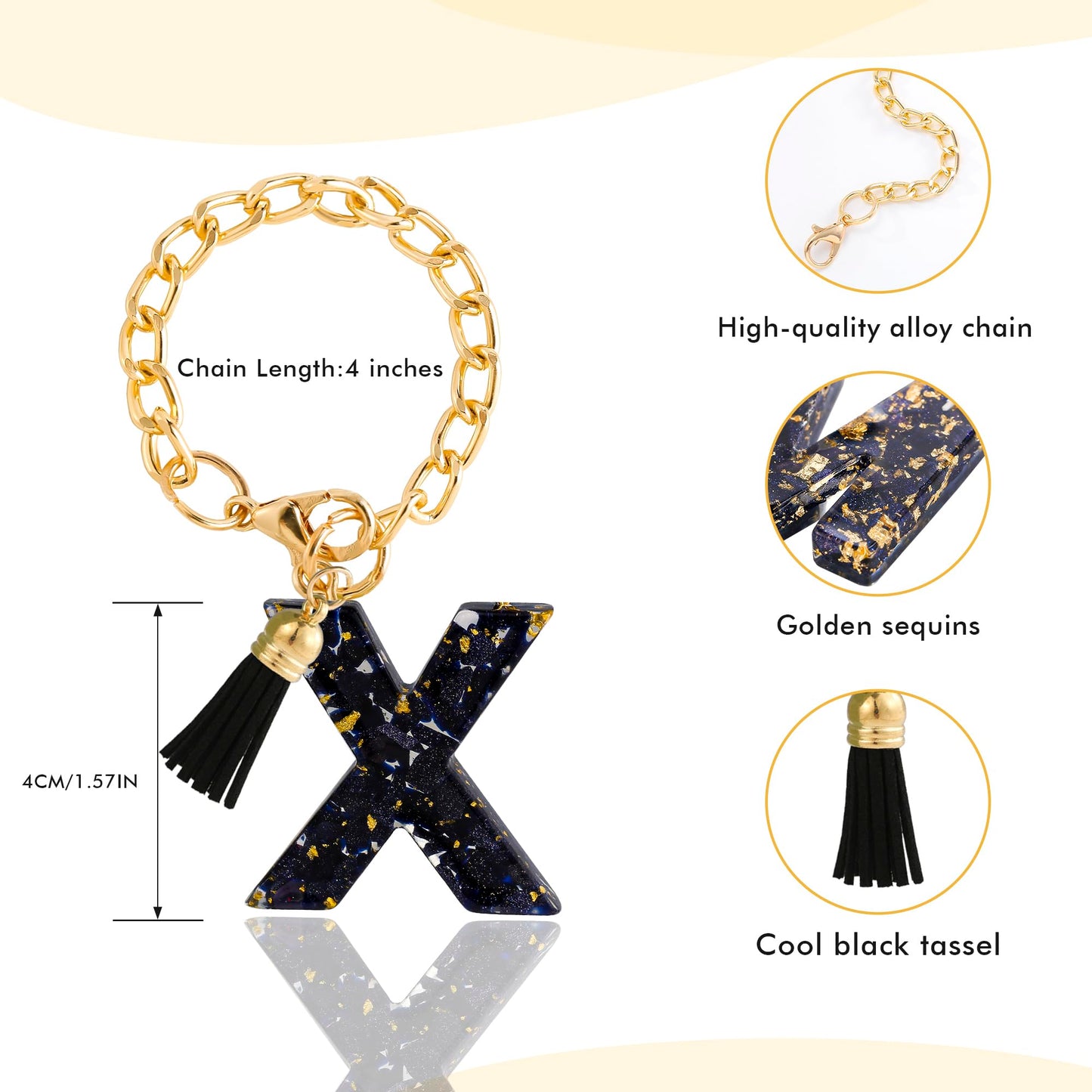 Letter Charm Accessories for Stanley Cup 1 PCS Cute Initial Keychain Handle Charm for Stanley Tumbler for Women Black Letter X