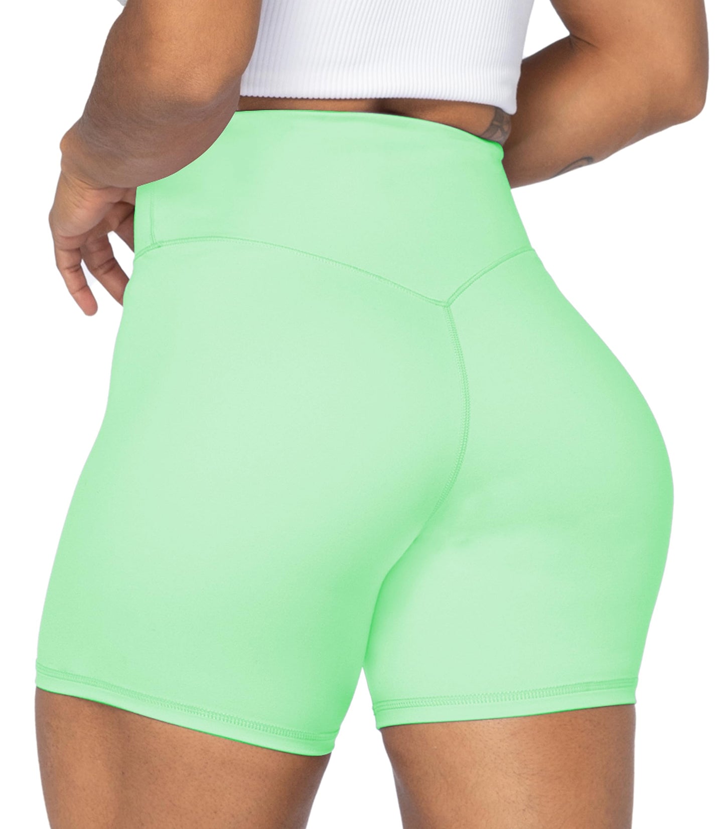 Sunzel Women's Biker Shorts in High Waist Tummy Control with No Front Seam 5" Mint Green X-Large