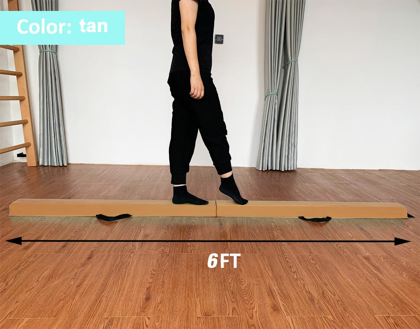 Marfula 6 FT / 8 FT / 9 FT Folding Gymnastics Beam Foam Balance Floor Beam - Extra Firm - Suede Cover - Anti Slip Bottom with Carry Bag For Kids/Adults Home Use