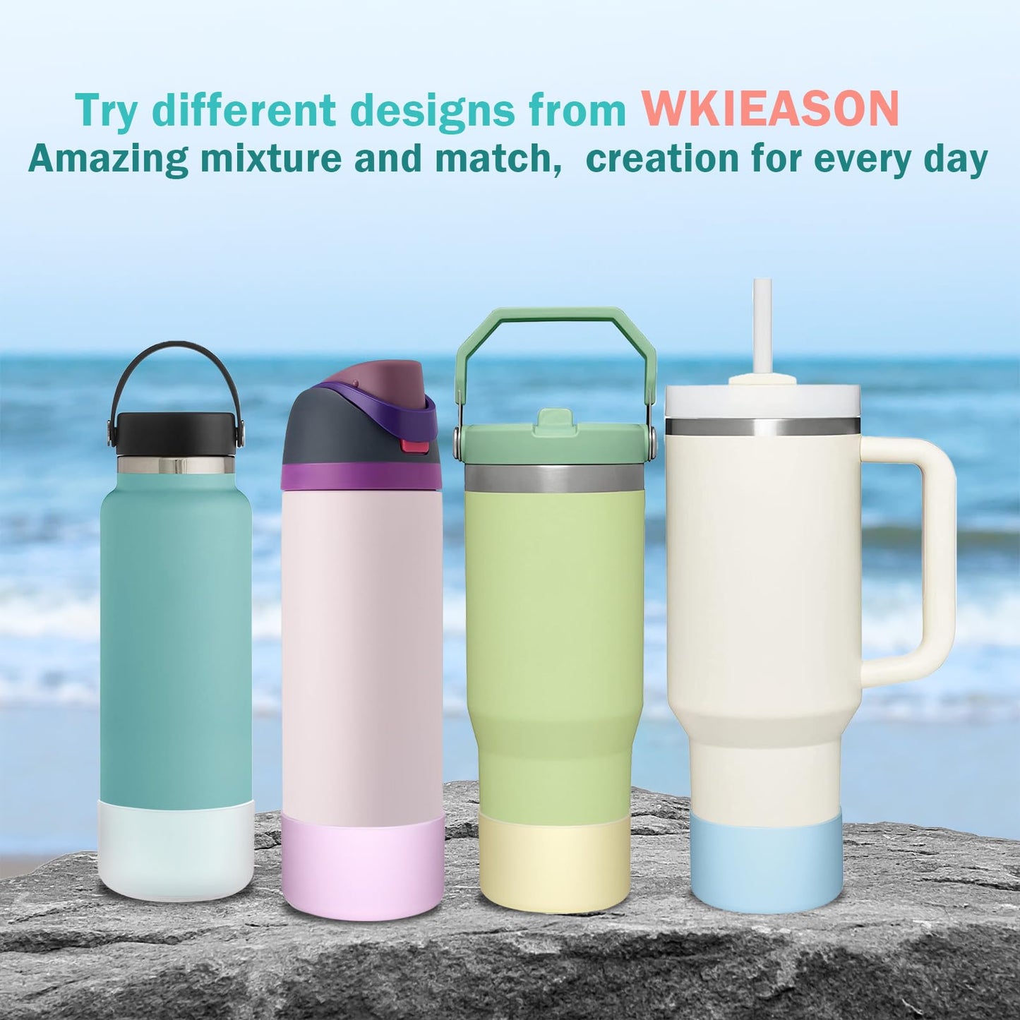 2 Pcs Tumbler Bottom Protector Boot for Stanley Quencher Adventure 40oz & Stanley IceFlow 20oz 30oz and Compatible with Hydro Flask 12oz 21oz 24oz Stealth Landing (Bluex2)