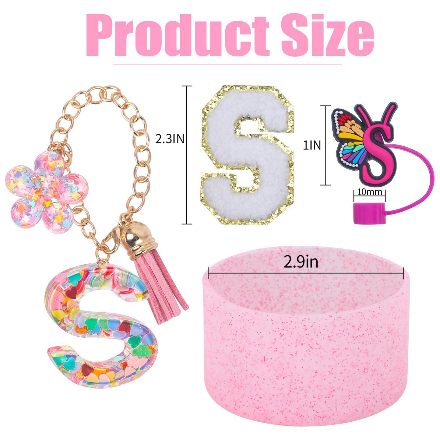LA KEN DU Use for Stanley Cup Accessories Charms 40oz 30oz,Compatible with Stanley Cup Letter Charms for Handle Silicone Boot,Straw Cover Topper & Sticker(S)