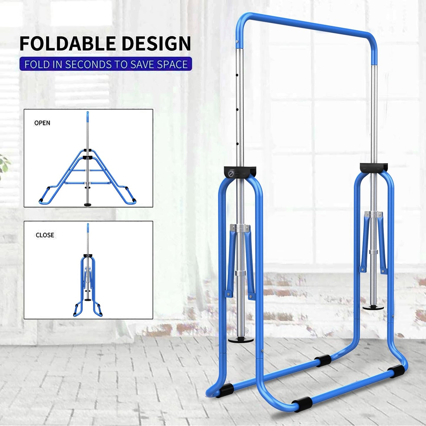 Tepemccu Expandable Gymnastics Bars,Adjustable Height Gymnastic Horizontal Bars,Junior Training Bar Children Folding Training Monkey Bars for Kids…