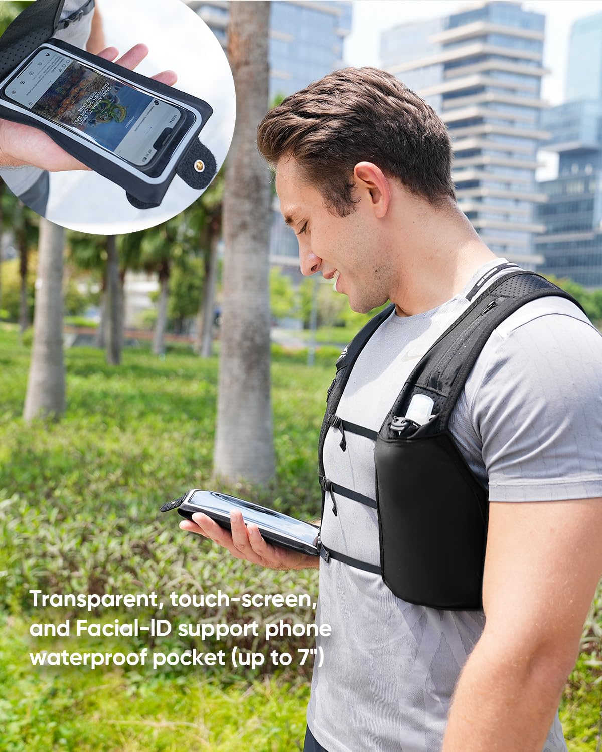Zelvot Running Vest for Women Men, USA Original Patent, Adjustable Chest Straps Running Hydration Vest with 500ml Soft Flask, Lightweight Breathable Reflective Running Vest for Trail Running - M/L