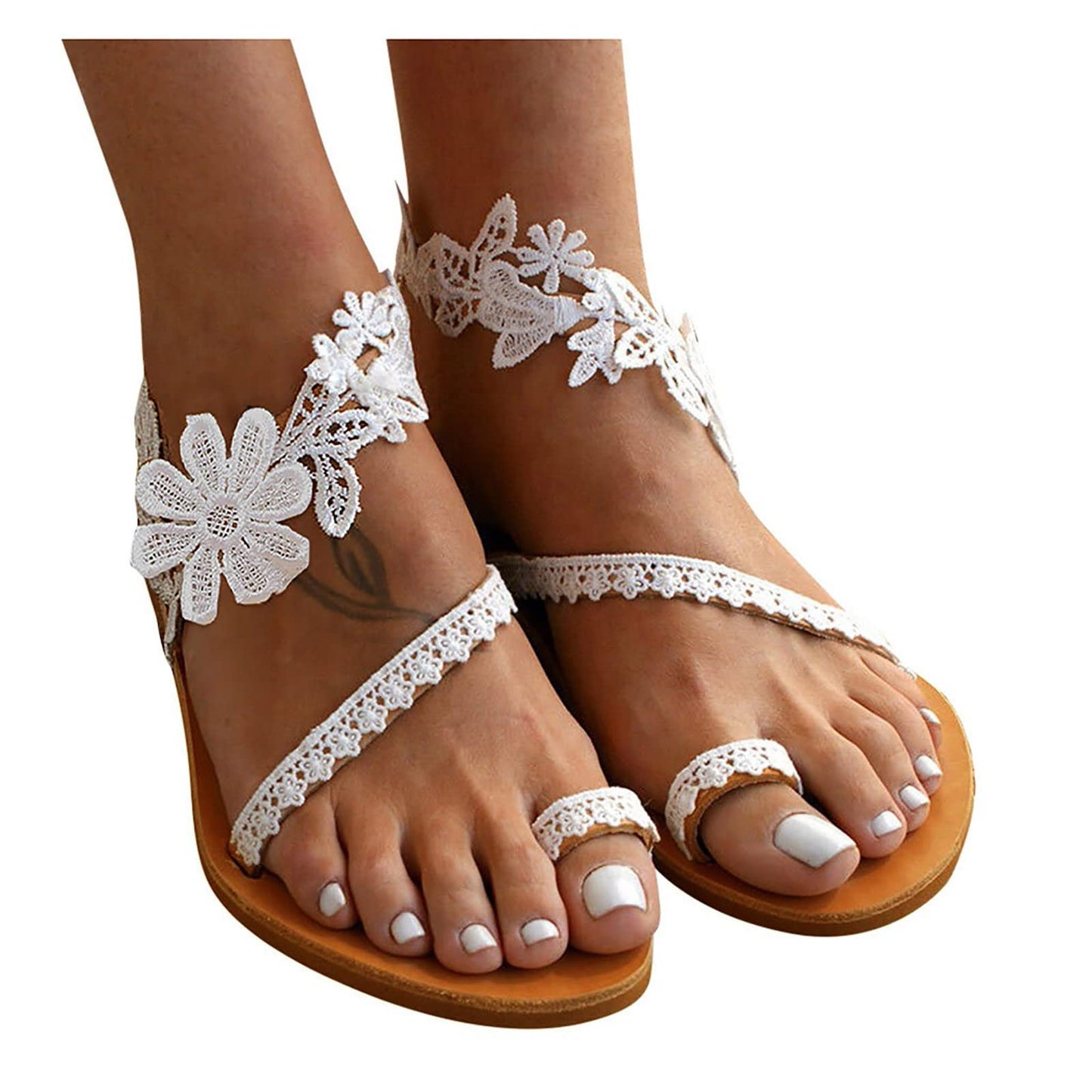 Women's Cross Strappy Thong Sandals Beach Sandal Summer Thong T-Strap Orthotic Casual Comfort Walking with Non Slip on 06_White, 8