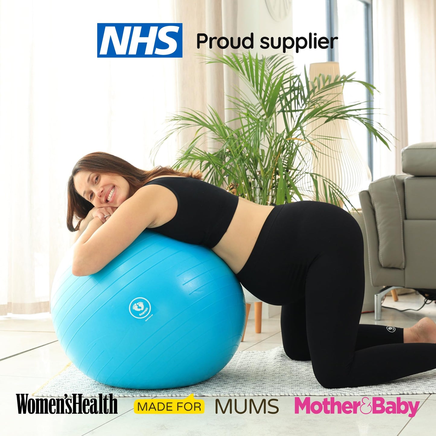 BABYGO Birthing Ball - Pregnancy Yoga Labor & Exercise Ball & Book Set Trimester Targeting, Maternity Physio, Birth & Recovery Plan Anti Burst Eco Friendly Material + Pump 65cm Turquoise