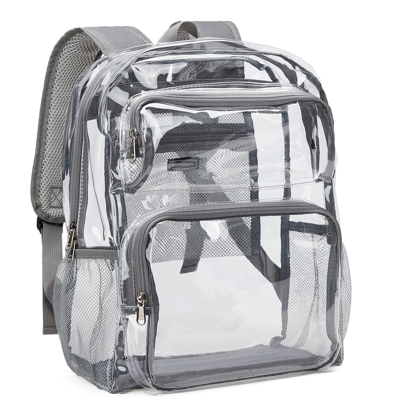 Vorspack Clear Backpack Heavy Duty - Large Clear Bookbag Transparent Backpacks See Through Backpack for College Work Travel Festival - Grey