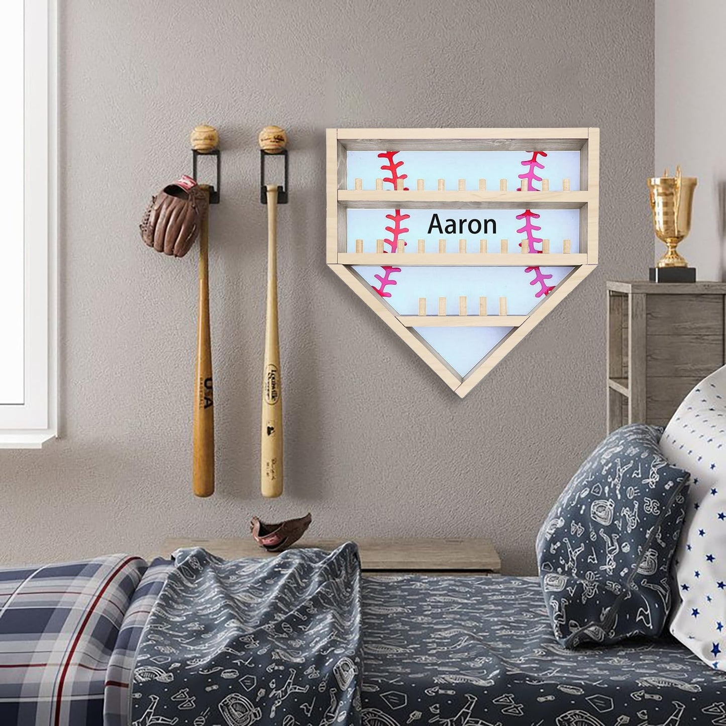 Personalized Baseball Ring Holder, Custom Name Baseball Ring Display Case display, Championship Ring Display Case, Storage Rack for Collecting and Organizing Sports Memorabilia