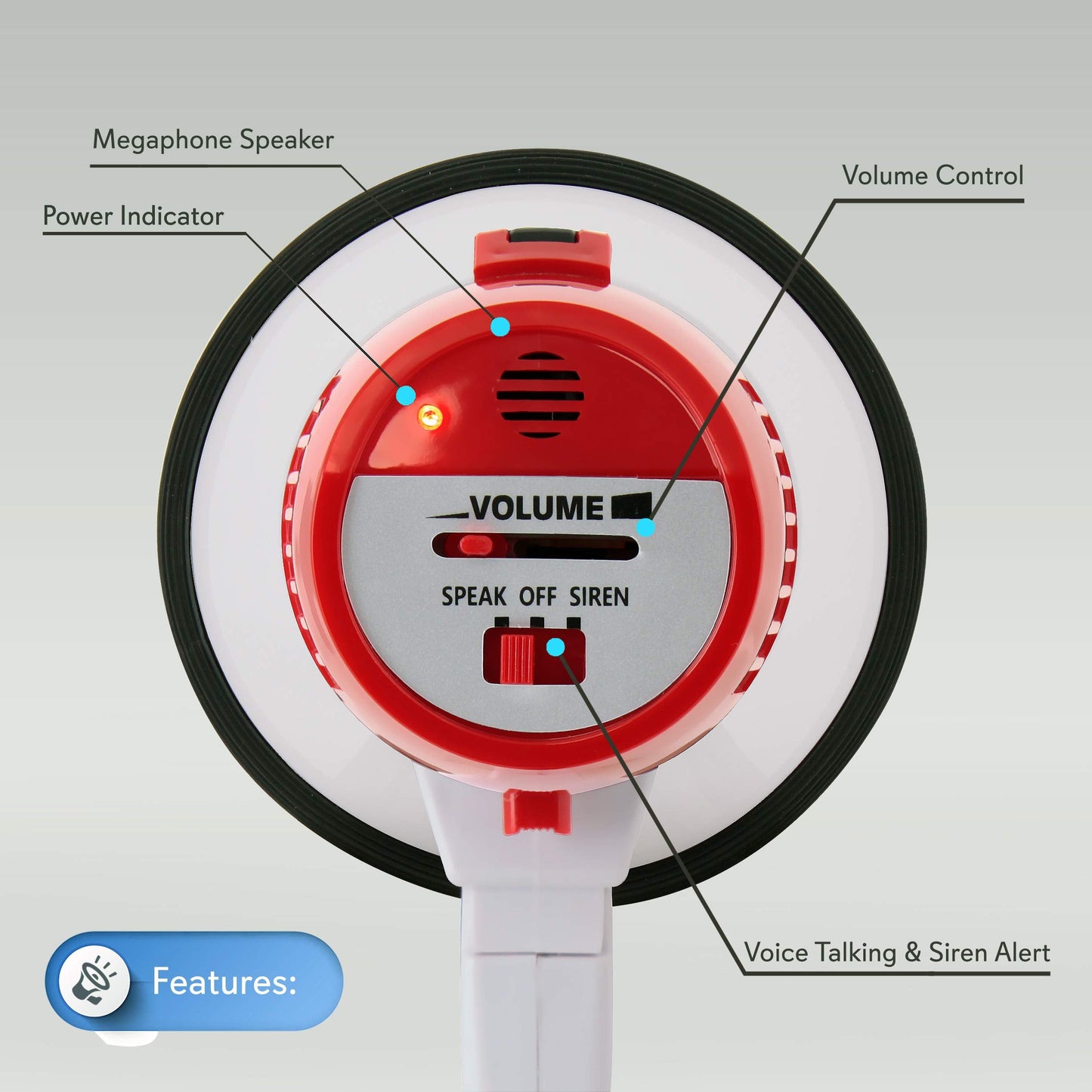 PYLE Portable Megaphone Speaker PA Bullhorn - Built-in Siren & Megaphone Speaker PA Bullhorn - 20 Watts & Adjustable Vol Control