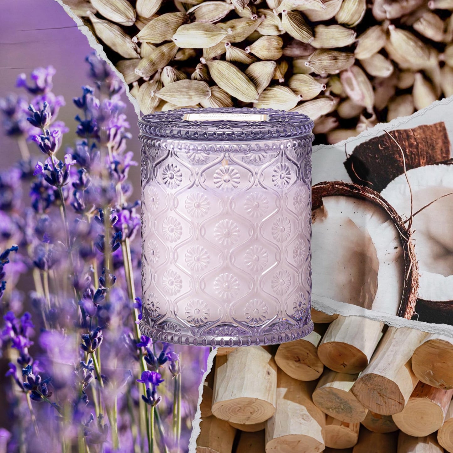 LA JOLIE MUSE Lavender Lilac Candle, Mothers Day Candles Gifts for Women, Jardin de Lavender Scented Candle, Aromatherapy Coconut Candles for Home Scented, 6 Oz 40 Hour Burn Time