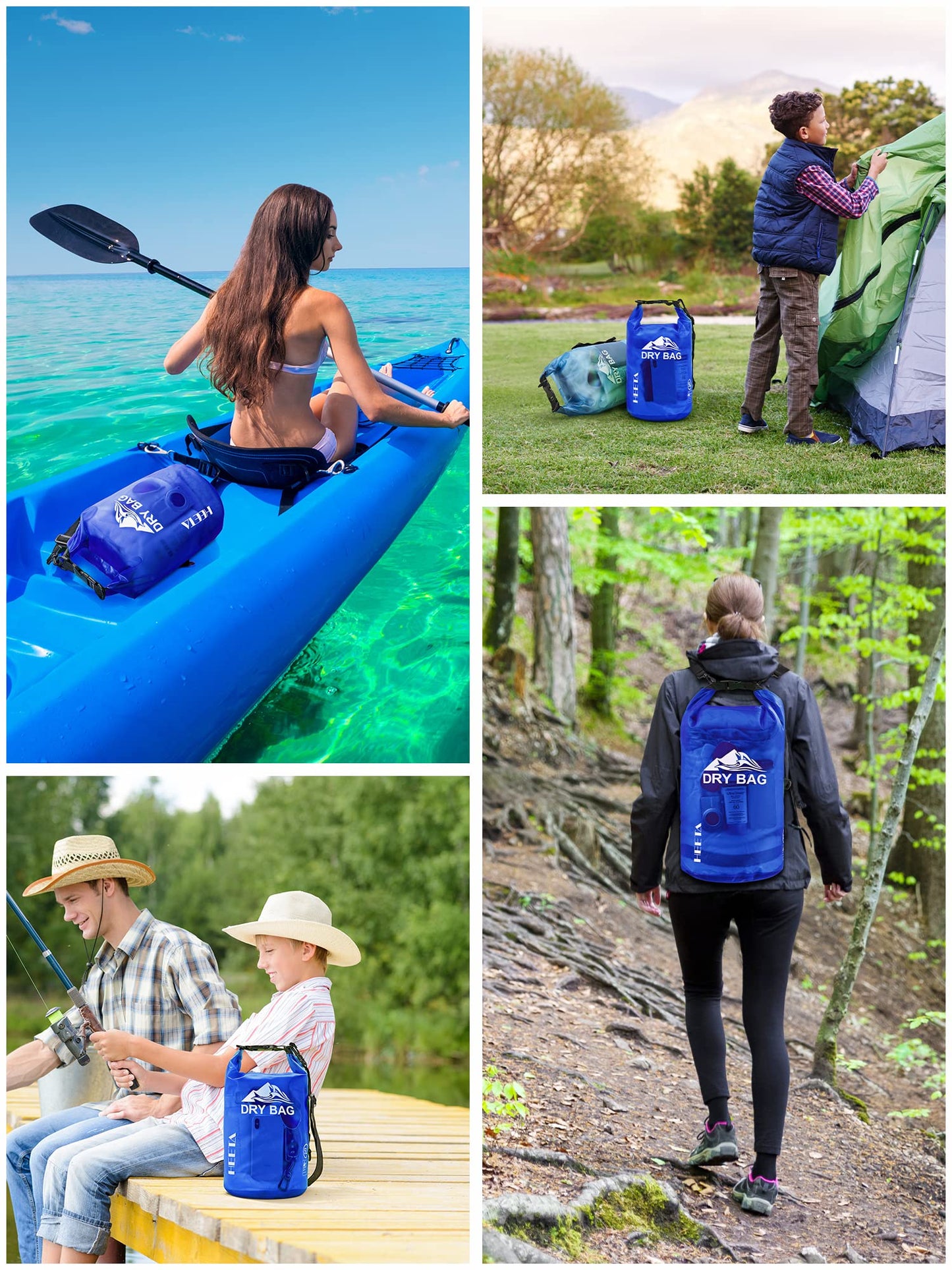 HEETA Waterproof Dry Bag for Women Men, 5L/10L/20L/30L/40L Roll Top Lightweight Dry Storage Bag Backpack with Phone Case for Travel, Swimming, Boating, Kayaking, Camping and Beach (Navy Blue, 5L)