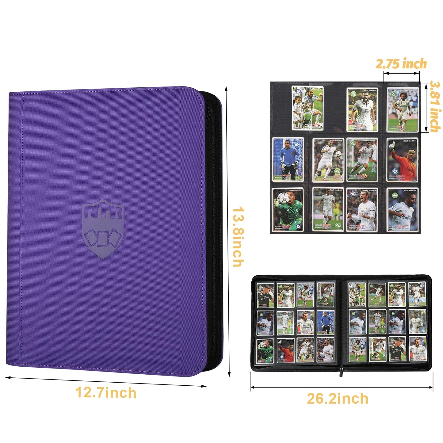 Trading Card Binder 12 Pocket, GERMUN PU Cover Card Binder for 720 Cards, Premium Trading Card Holder Folders, Double Sided Pocket Card Album for MTG, TCG (Purple)
