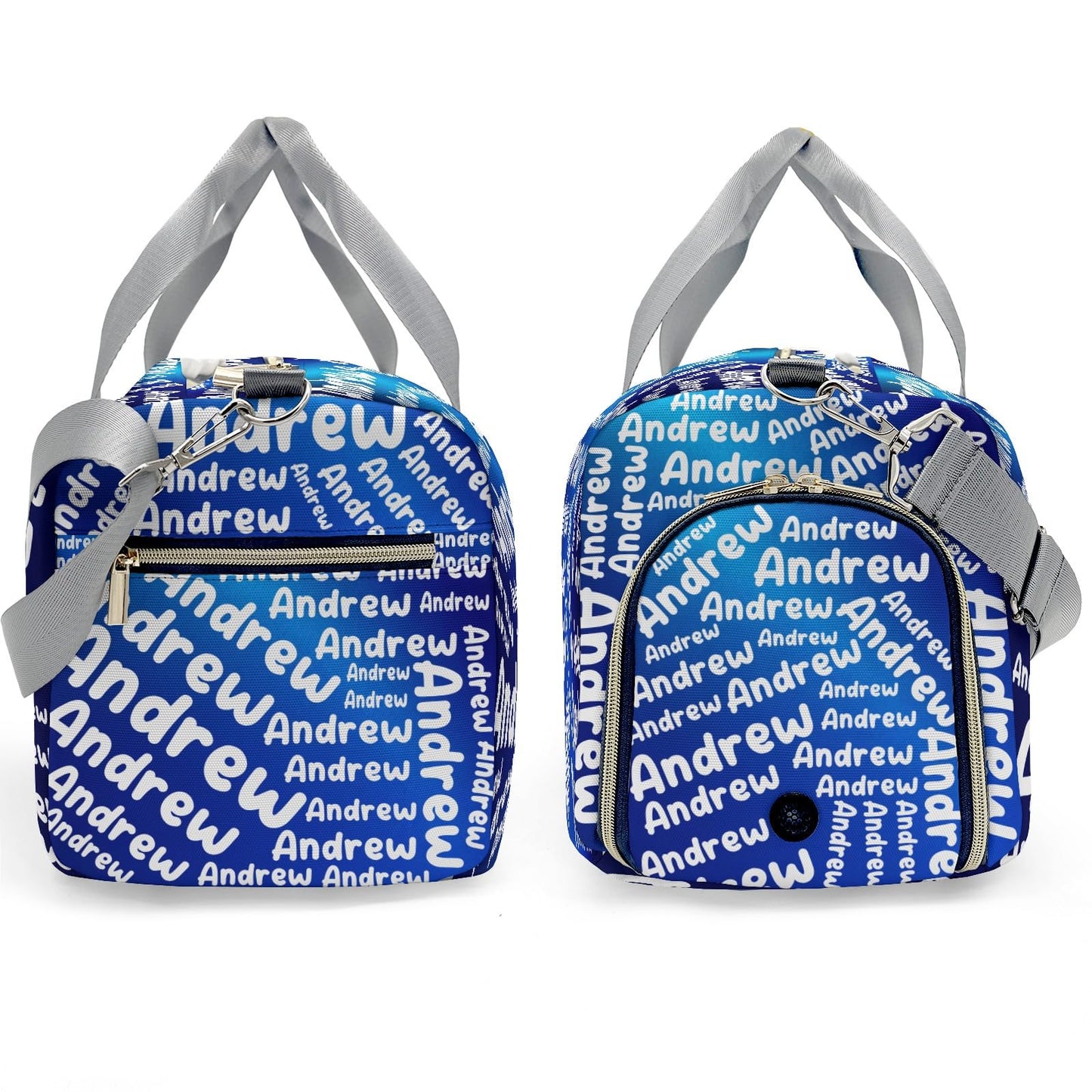 Personalized Sports Gym Bag Weekender Overnight Bags Blue Gradient Customized Travel Duffel Bag with Name Waterproof Luggage Bag for Women