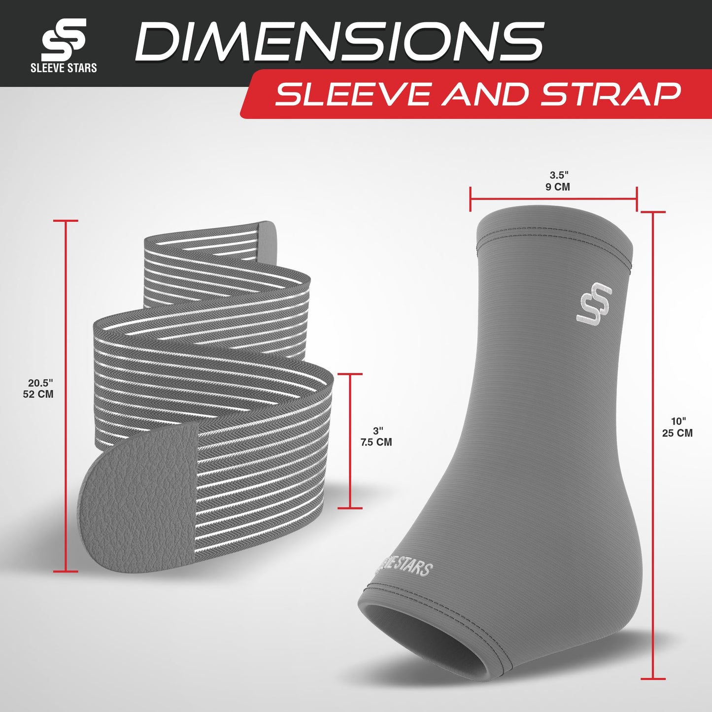 Sleeve Stars Ankle Brace for Sprained Ankle, Plantar Fasciitis Relief Achilles Tendonitis Brace, Ankle Support for Women & Men with Strap, Heel Protector Wrap for Pain & Compression (Single/Gray)