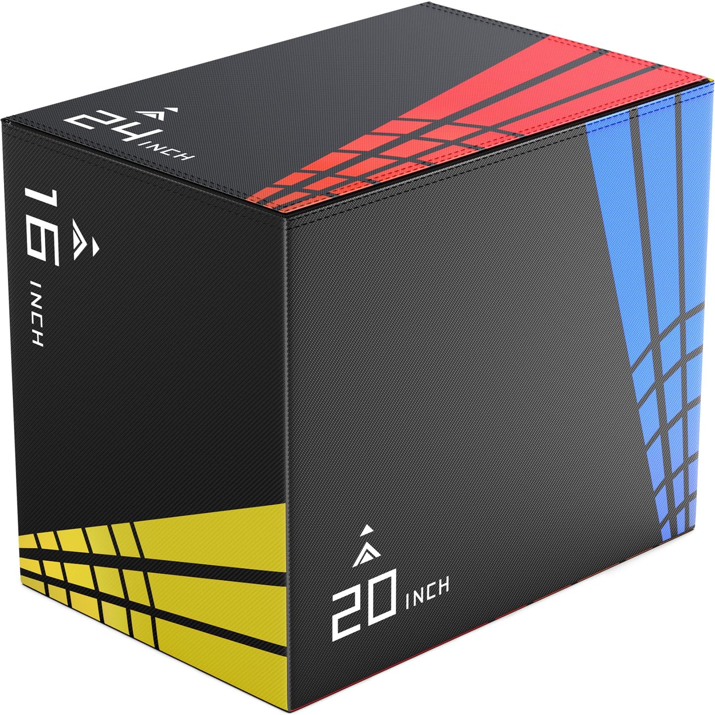 3-In-1 Foam Plyometric Jump Box,Stable Plyo Box Covered with 3MM Anti-Slip Particles,24βx20βx16βStable Box Jumps for Home Gym Fitness Workout Training,440lb Weight Capacity