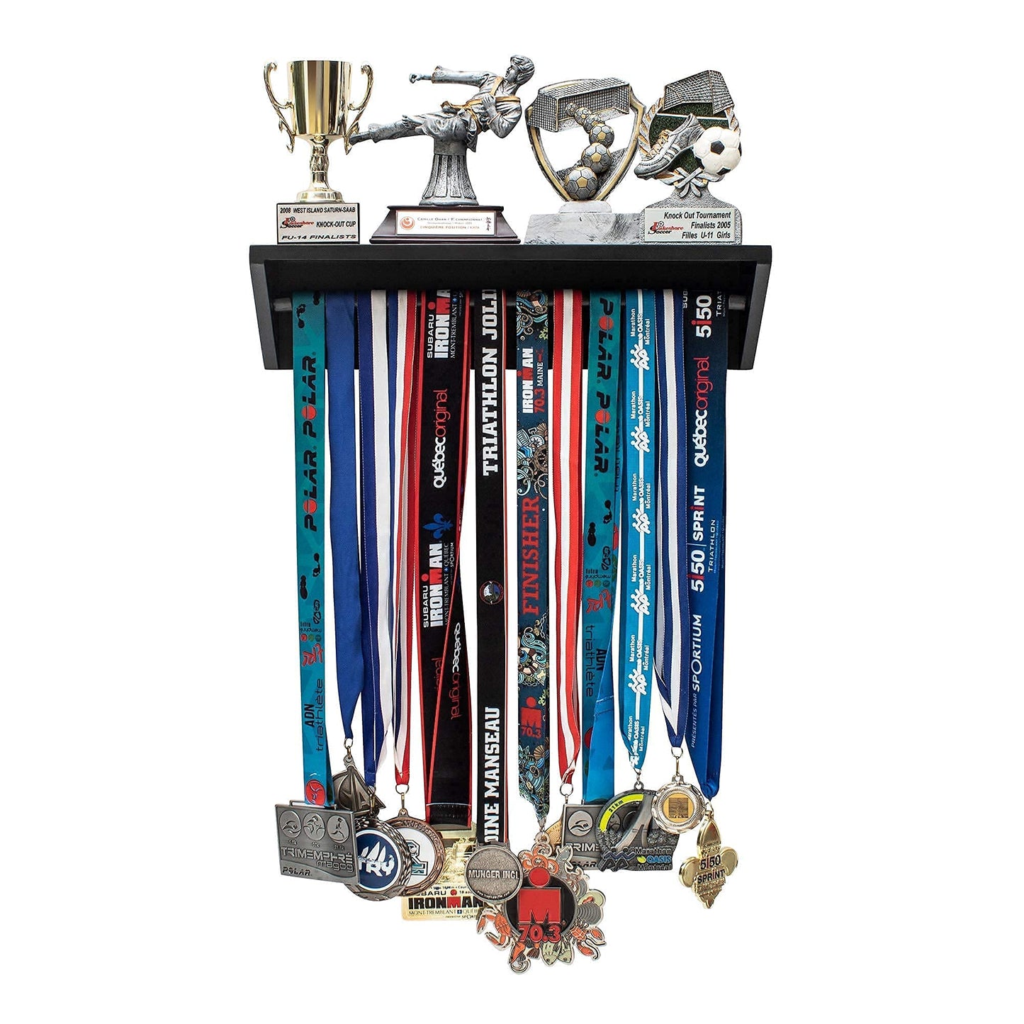Paisa Home - Medal Hanger and Trophy Shelf, Medal Display, Medal and Trophy Display, Medal Holder. Medal Rack, Medal Display Hanger, Medal Rack with Shelf, Race Medal Display, Display for Medals