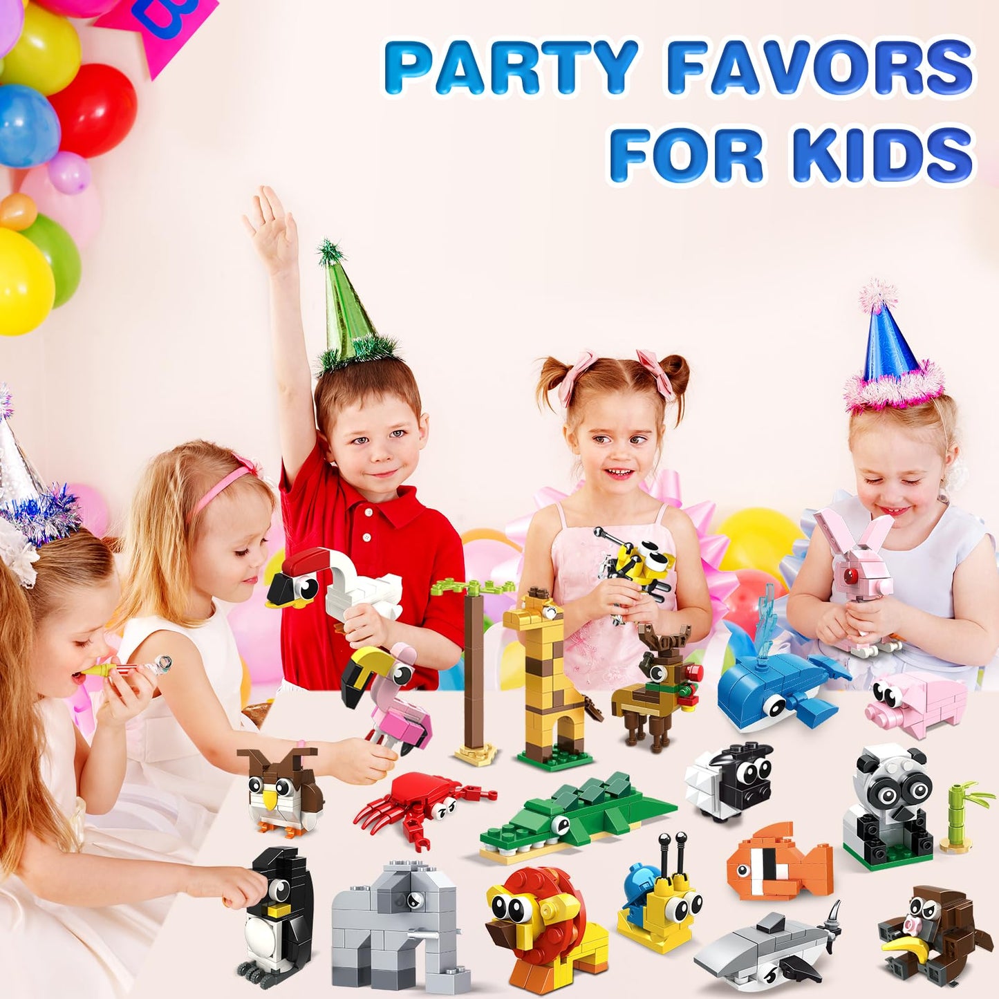HOGOKIDS Party Favors for Kids - 20 Pack Animals Building Blocks Toy for Easter Gifts Goodie Bags Stocking Stuffer Classroom Prizes Building Set, Valentines Day Birthday Gift for Boys Girls Ages 6-12